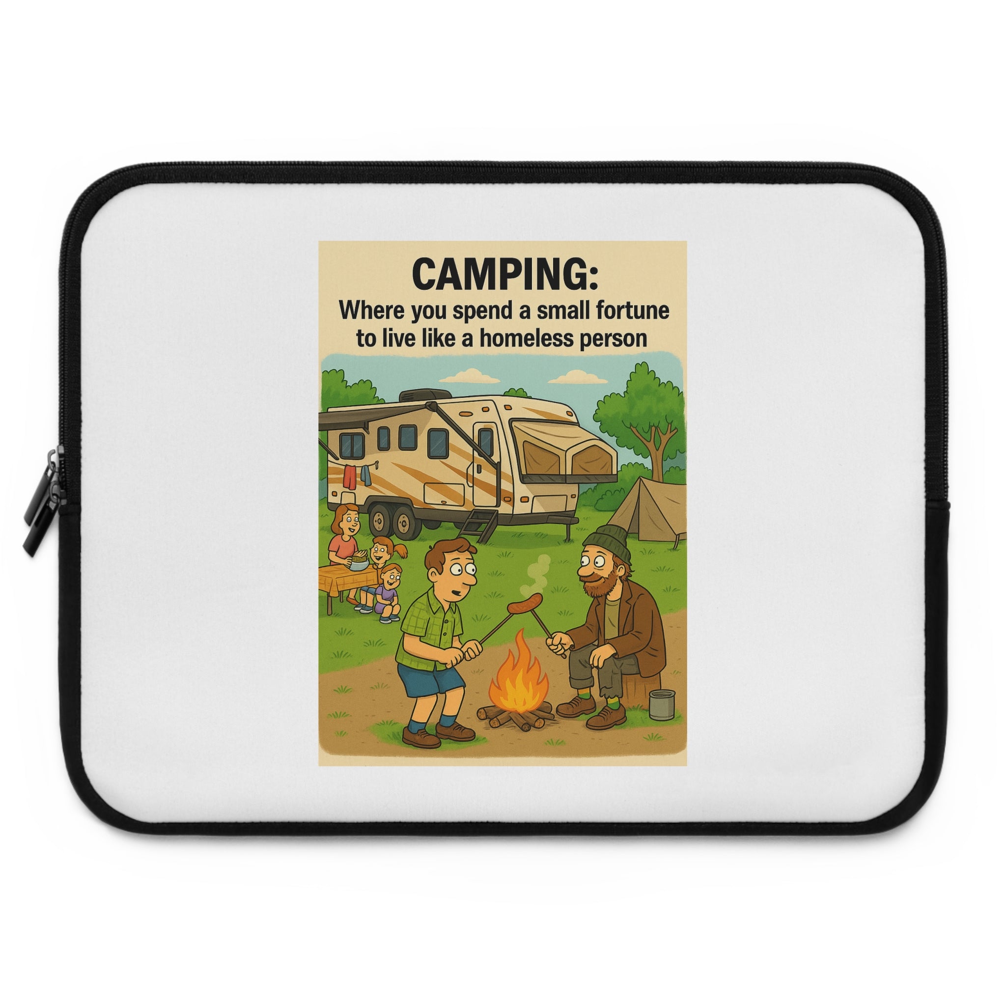 Camping Adventure Laptop Sleeve - Fun Outdoor Design, Computer Case for Nature Lovers, Gift for Campers, Unique Accessories