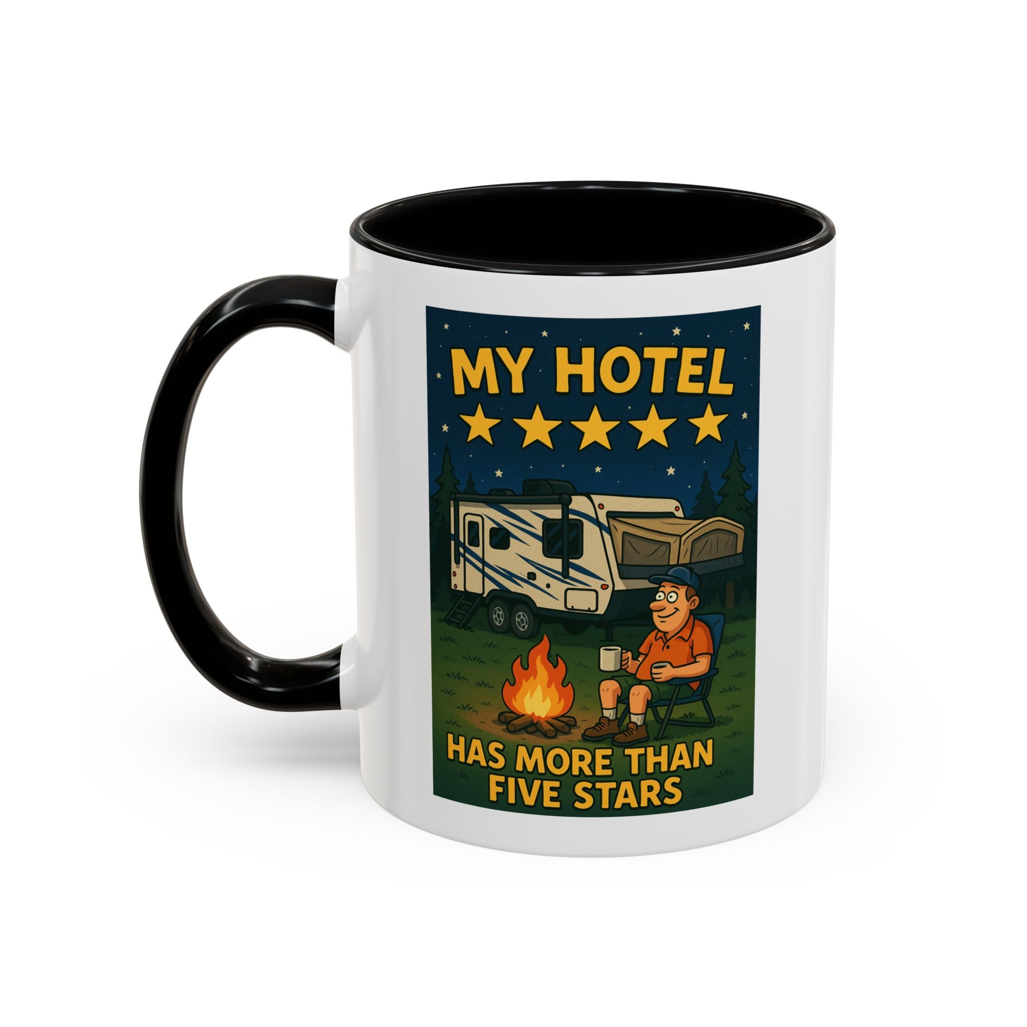Camping-Themed Accent Coffee Mug | Perfect for RV Lovers, Campers, Travelers, Cozy Nights, Outdoor Adventures, Unique Gift Ideas