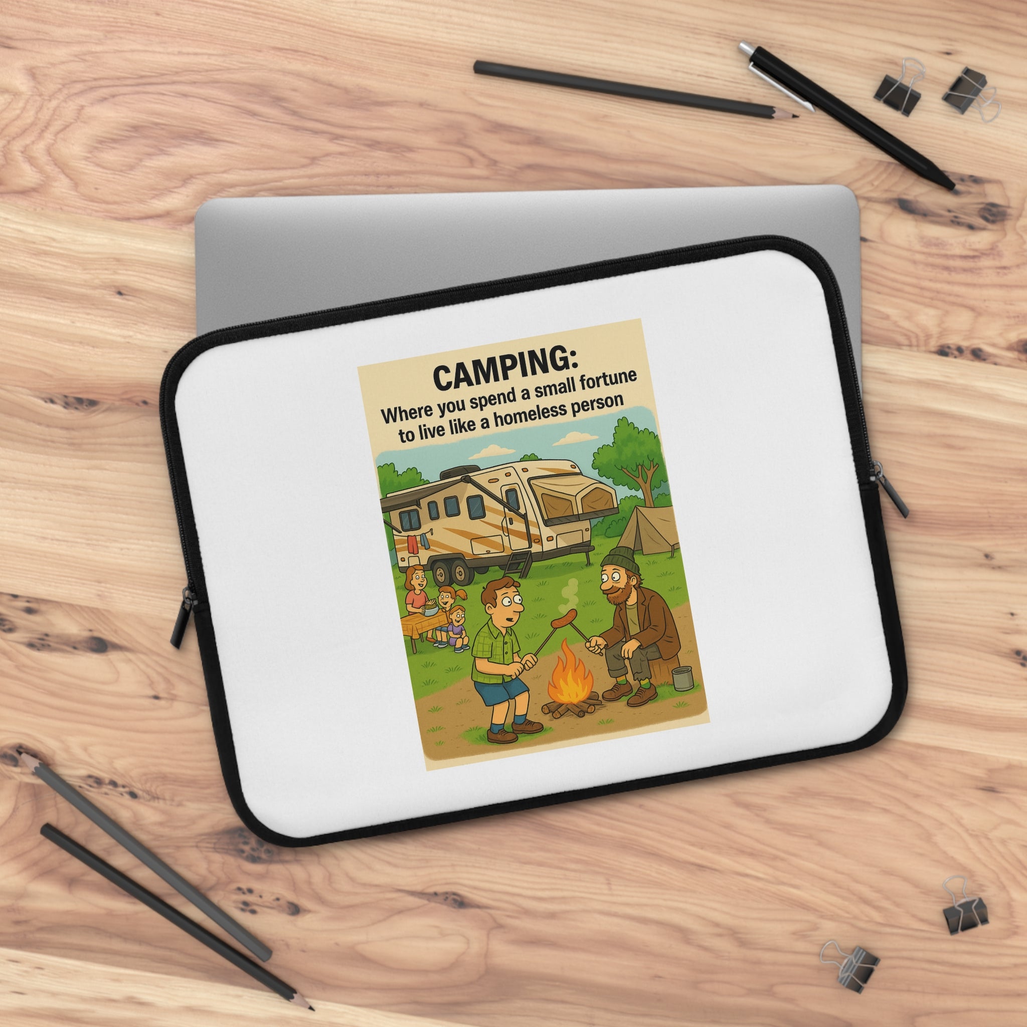 Camping Adventure Laptop Sleeve - Fun Outdoor Design, Computer Case for Nature Lovers, Gift for Campers, Unique Accessories