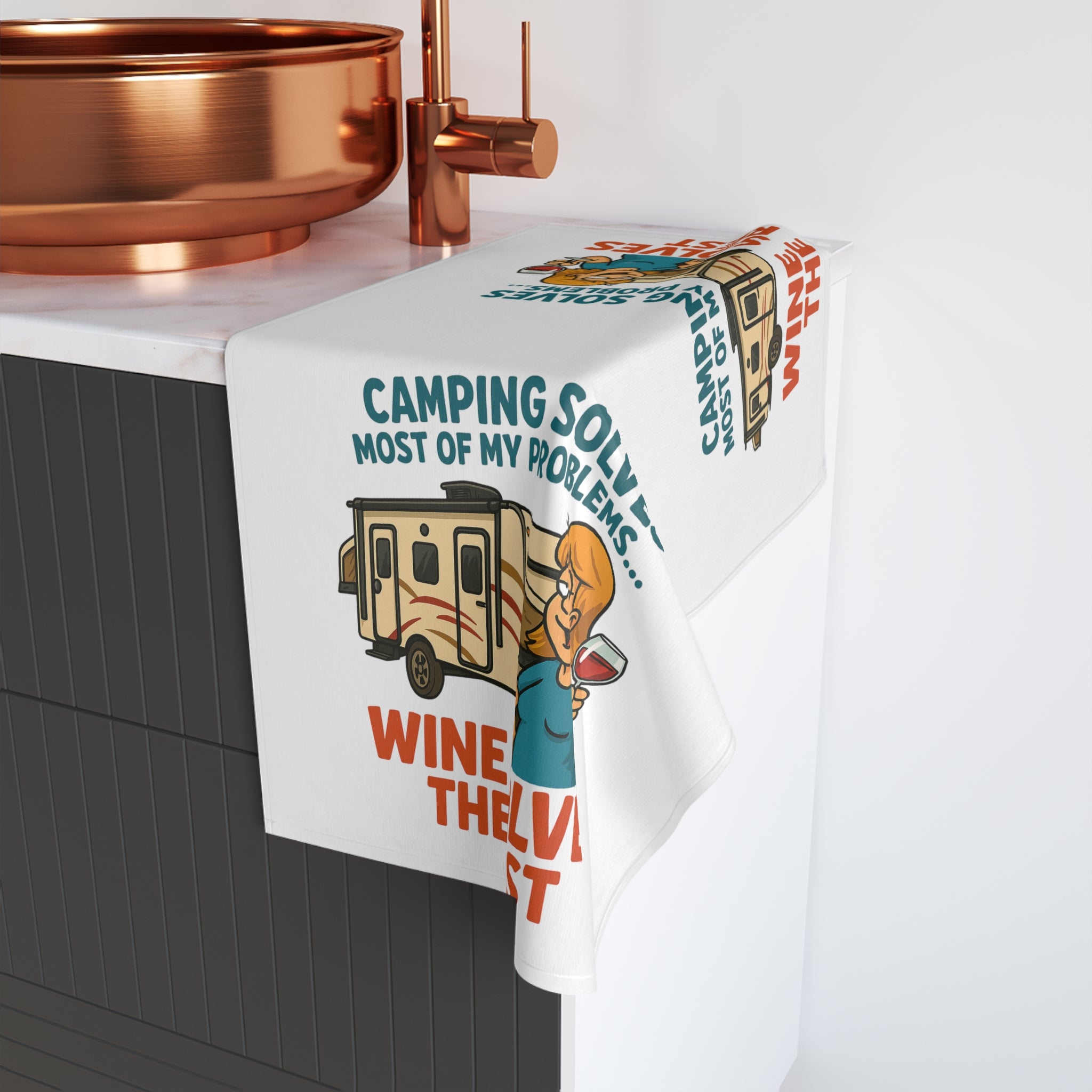 Wine Themed Camping Hand Towel, Perfect Gift for Campers, RV Lovers, Wine Enthusiasts, Kitchen Decor, Fun Homeware