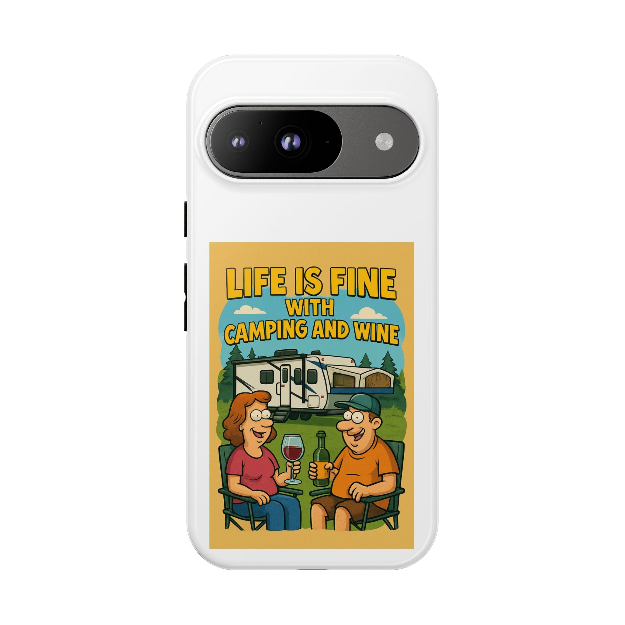 Camping & Wine Phone Case, Outdoor Adventure Accessory, Fun Gift for Campers, Summer Travel Essential, RV Lover Present