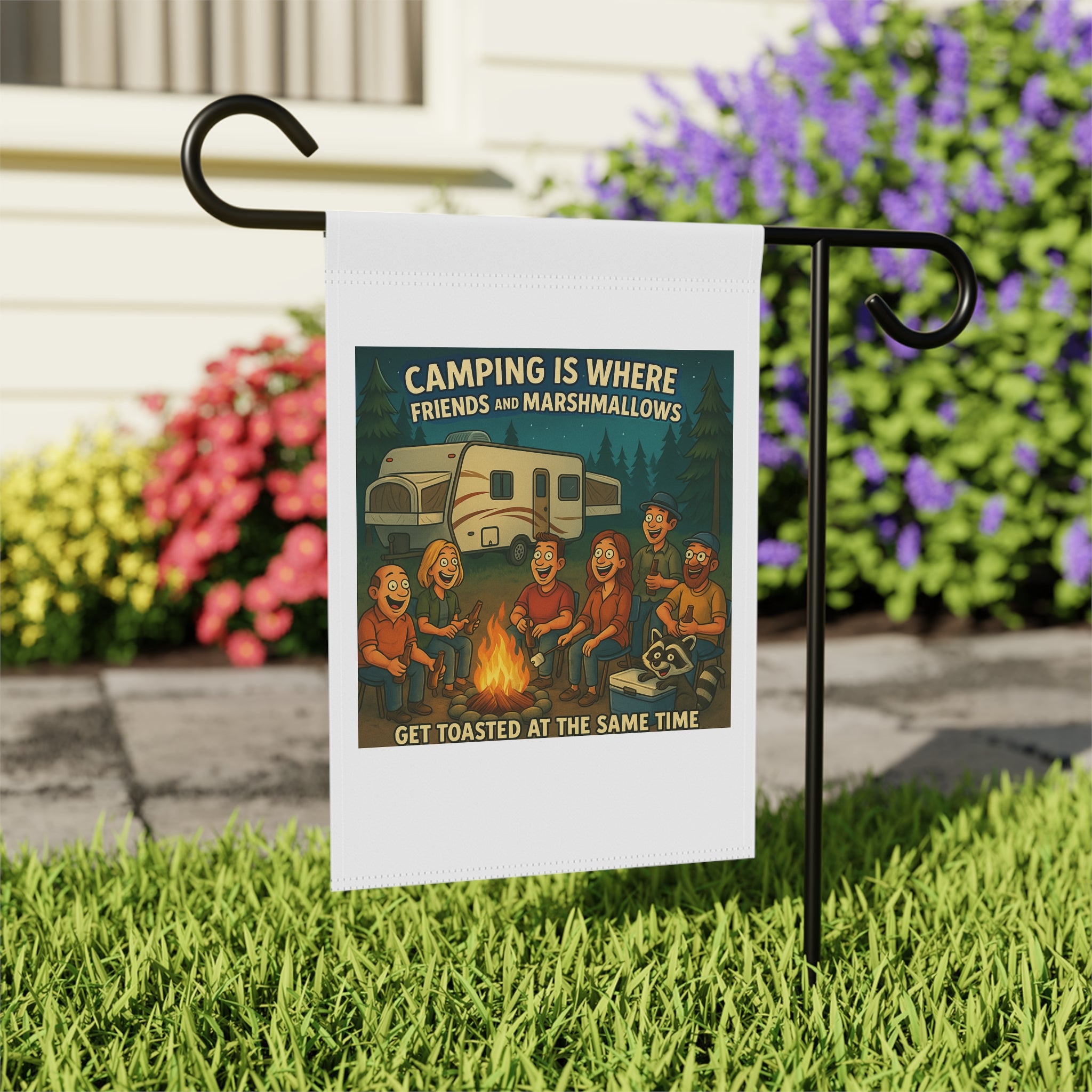 Camping Vibes Garden Banner, Outdoor Decor, RV Camping Flag, Boho Garden Flag, Fun Camper Decor