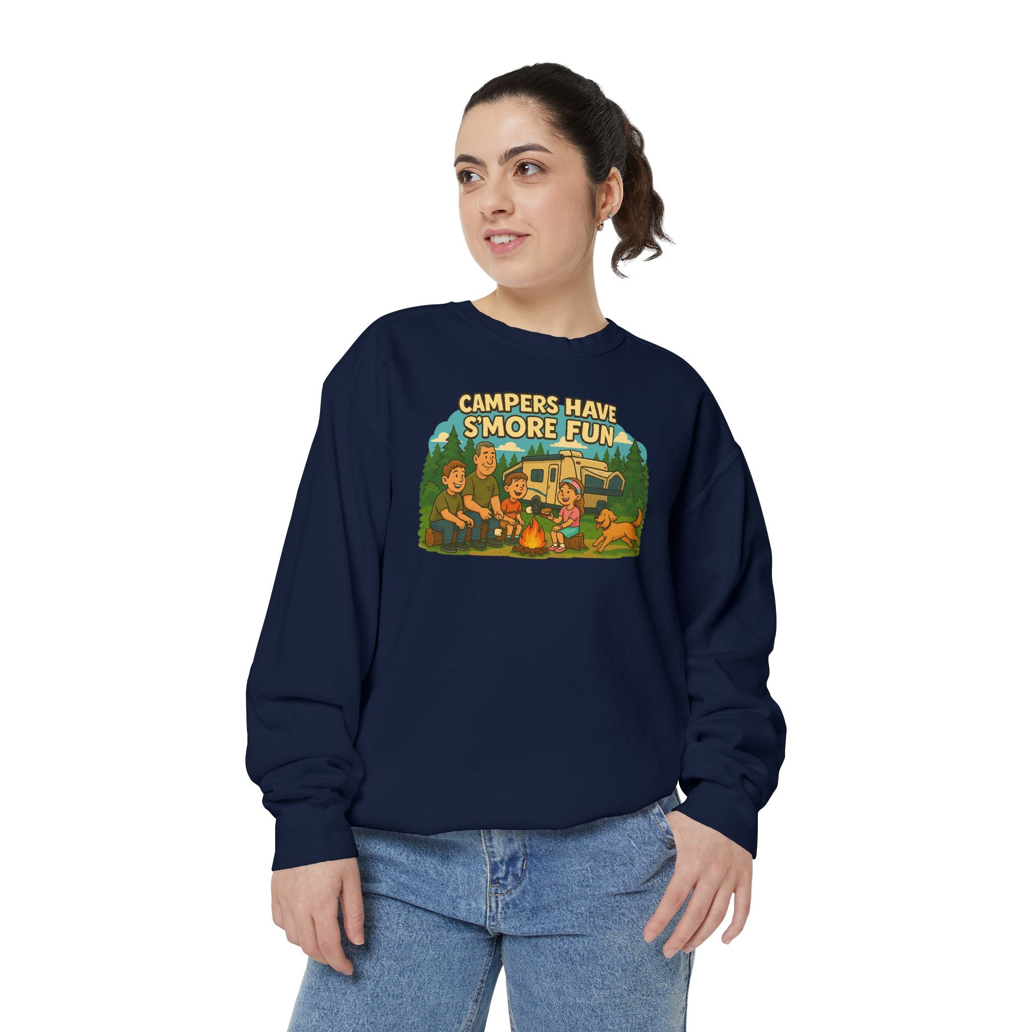 Camper Vibes Sweatshirt - Enjoy S'mores, Unisex Campfire Clothing, Perfect for Outdoor Adventures, Gift for Adventurers, Cozy Camping Attire