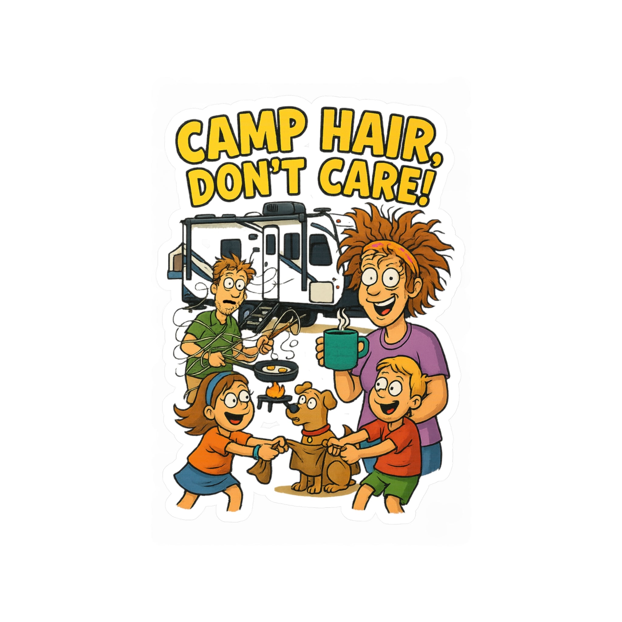 Camp Hair Don't Care Vinyl Decals, Fun Stickers for RV Campers, Outdoor Adventure Decor, Family Road Trip Accessories, Car Window Stickers