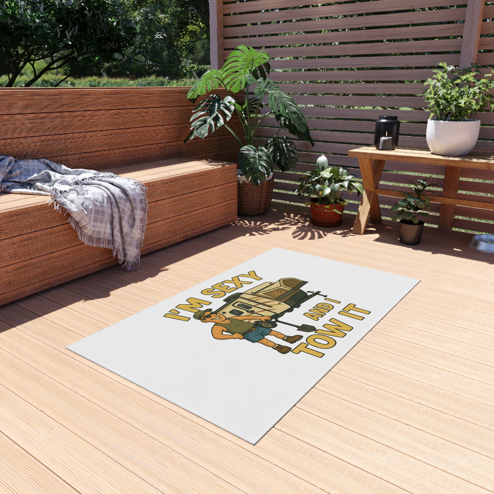 Outdoor Rug with Humor, Fun Camping Decor, RV Enthusiast Gift, Patio Rug, Playful Outdoor Decor