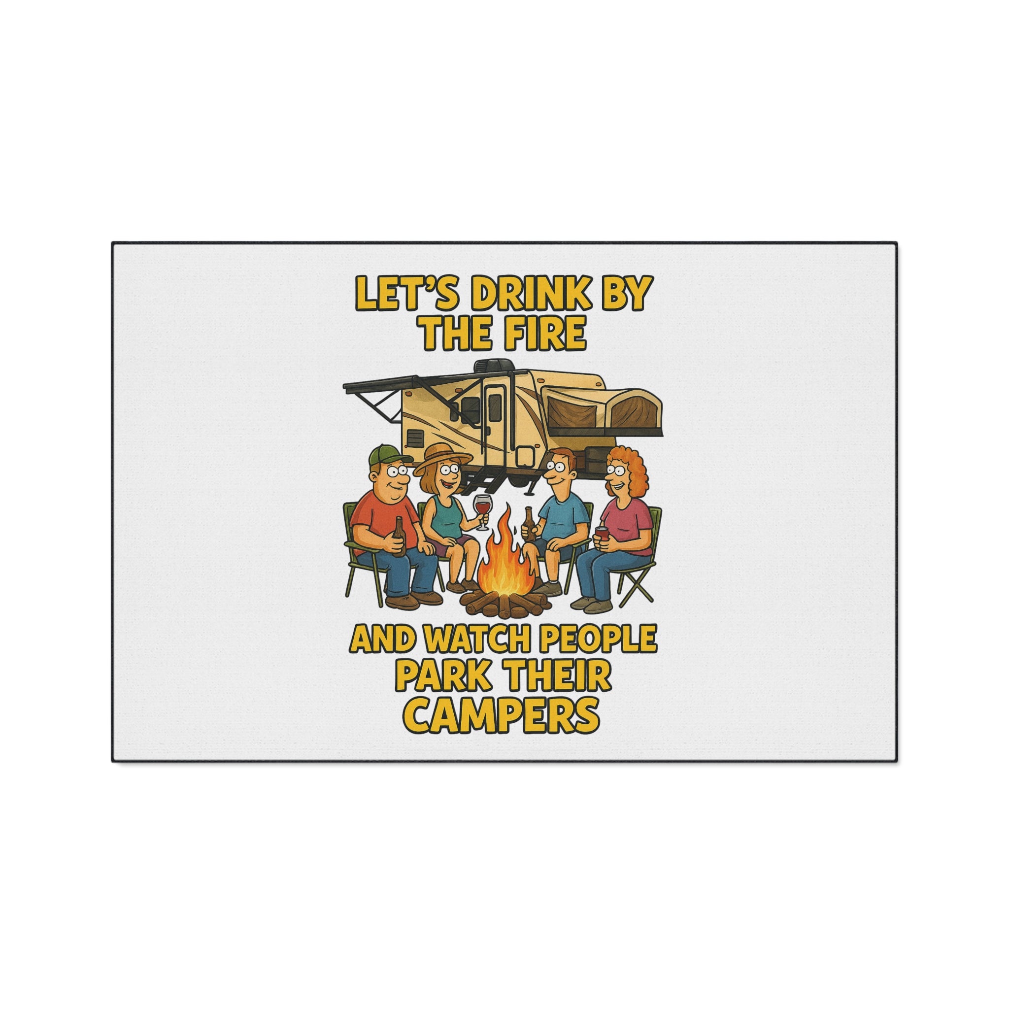 Camper-Themed Heavy Duty Floor Mat for Outdoor Gatherings, RV Decor, Camping Accessories, BBQ Parties, Fire Pit Mat