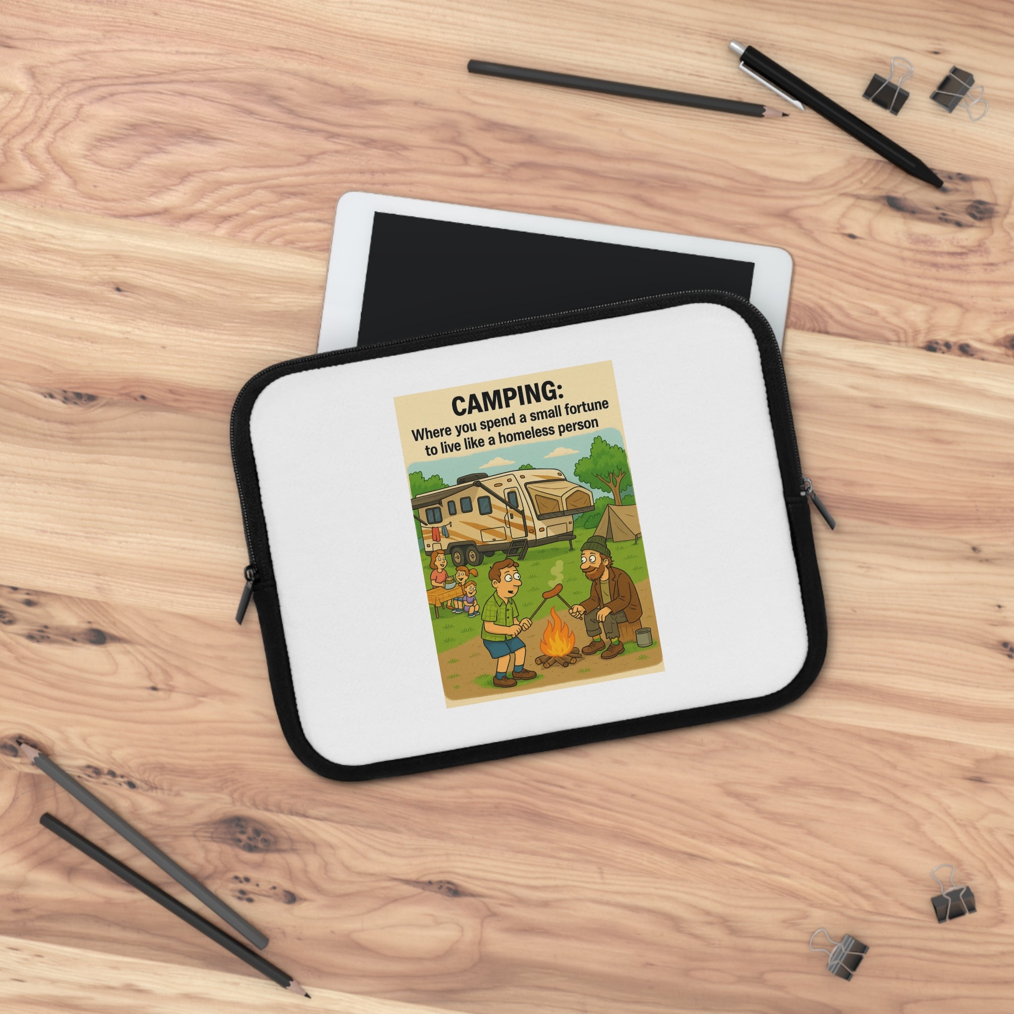Camping Adventure Laptop Sleeve - Fun Outdoor Design, Computer Case for Nature Lovers, Gift for Campers, Unique Accessories