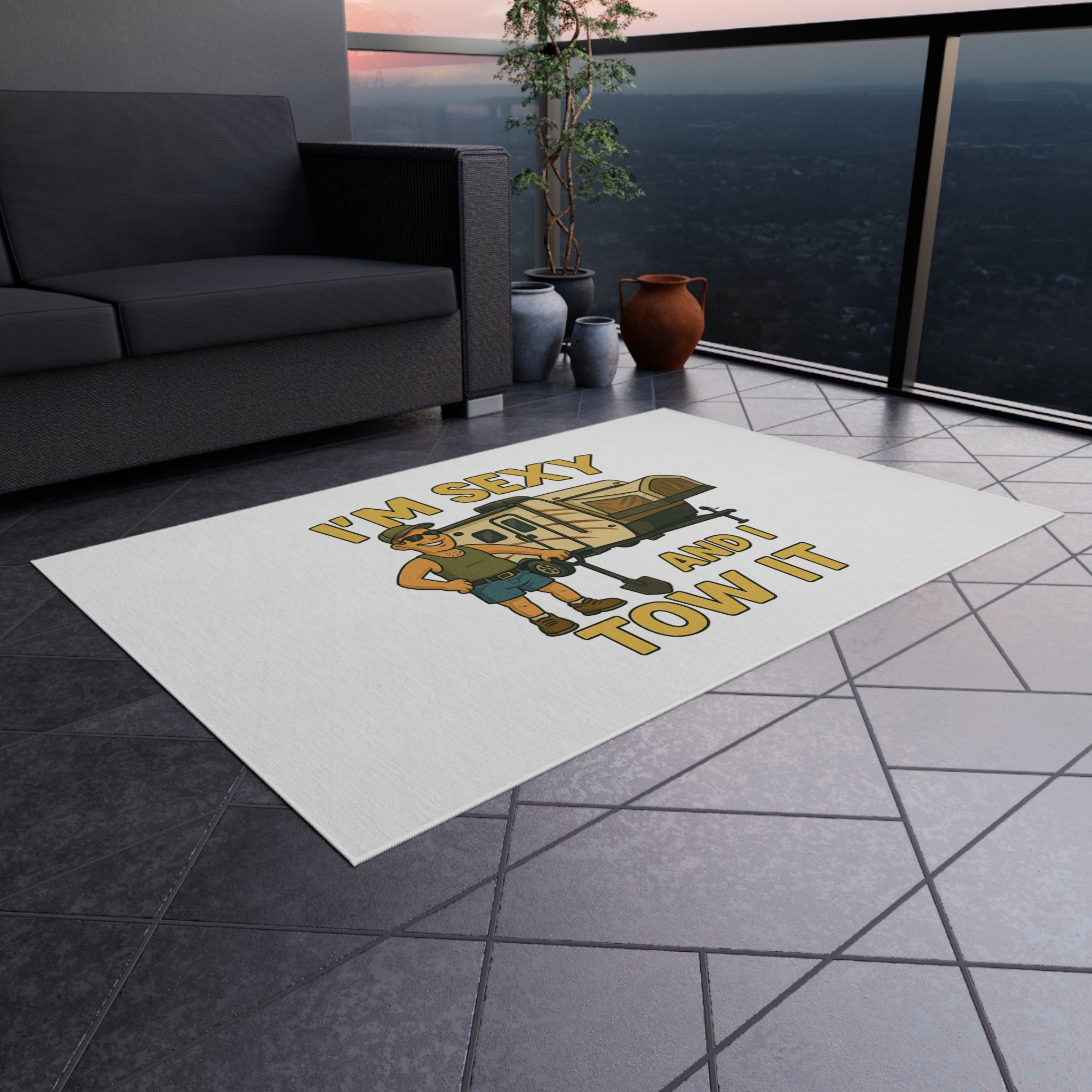 Outdoor Rug with Humor, Fun Camping Decor, RV Enthusiast Gift, Patio Rug, Playful Outdoor Decor