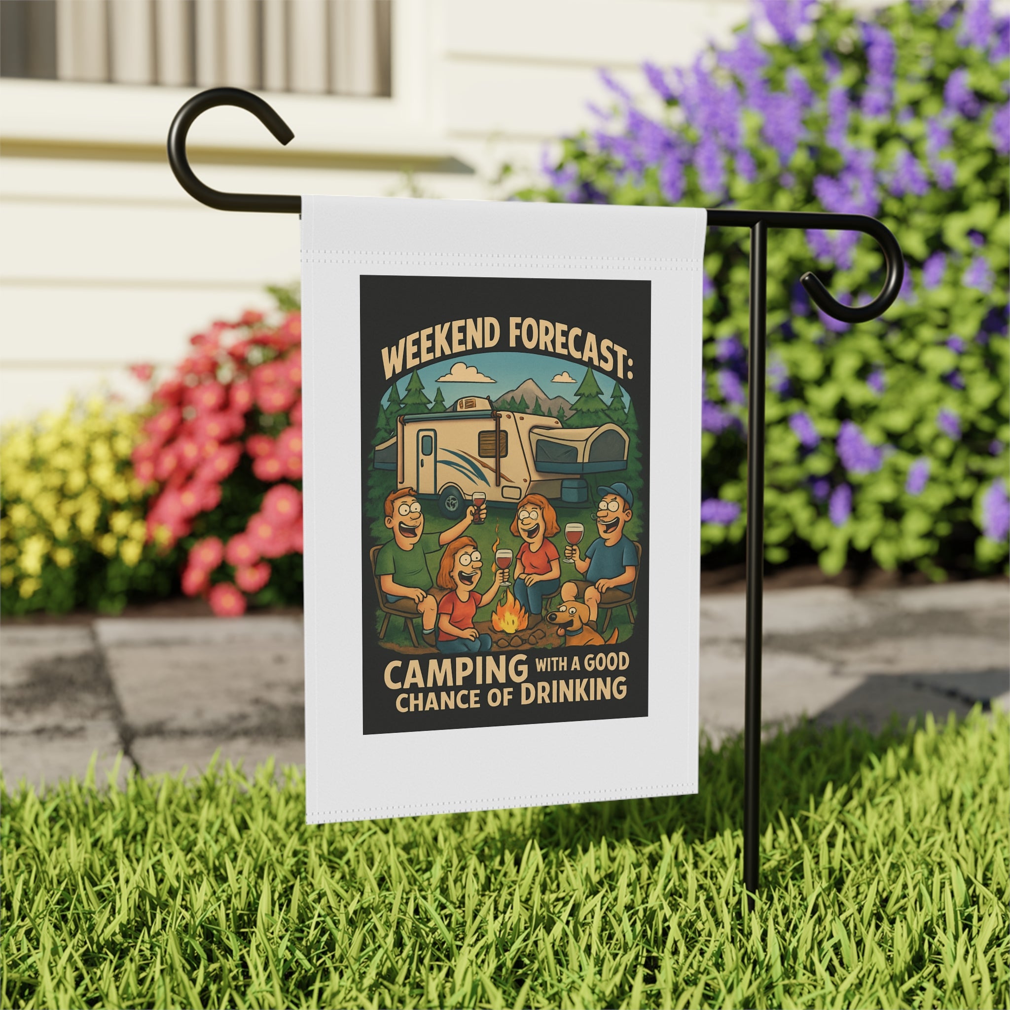 Camping Fun Garden Banner, Outdoor Decor, Patio Flag, Adventure Gift, RV Lovers Home Accent, Weekend BBQ Decoration