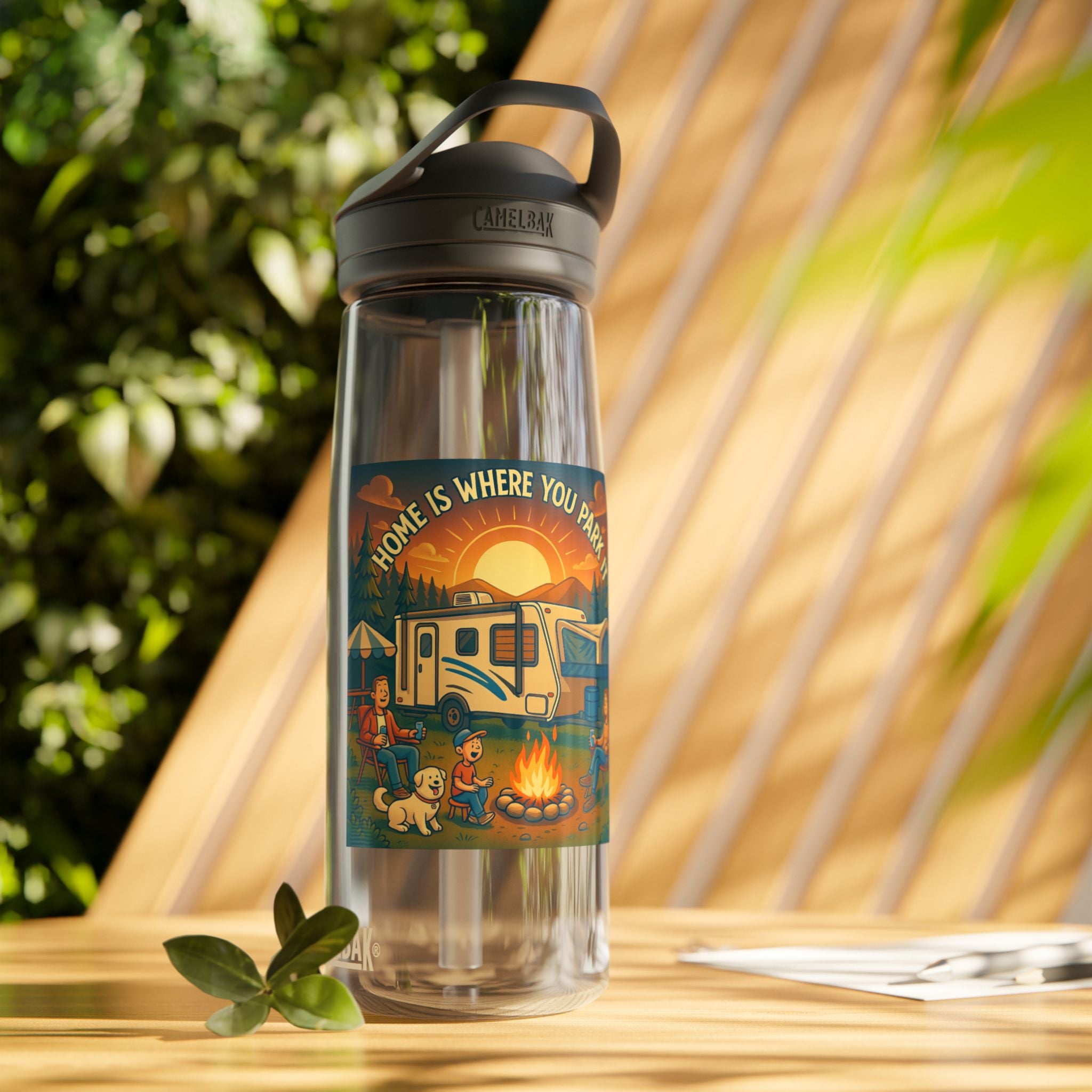 Campfire Adventures Water Bottle, RV Life, Outdoor Fun, Camping Gear, Hydration Bottle, Eco-Friendly Drinking