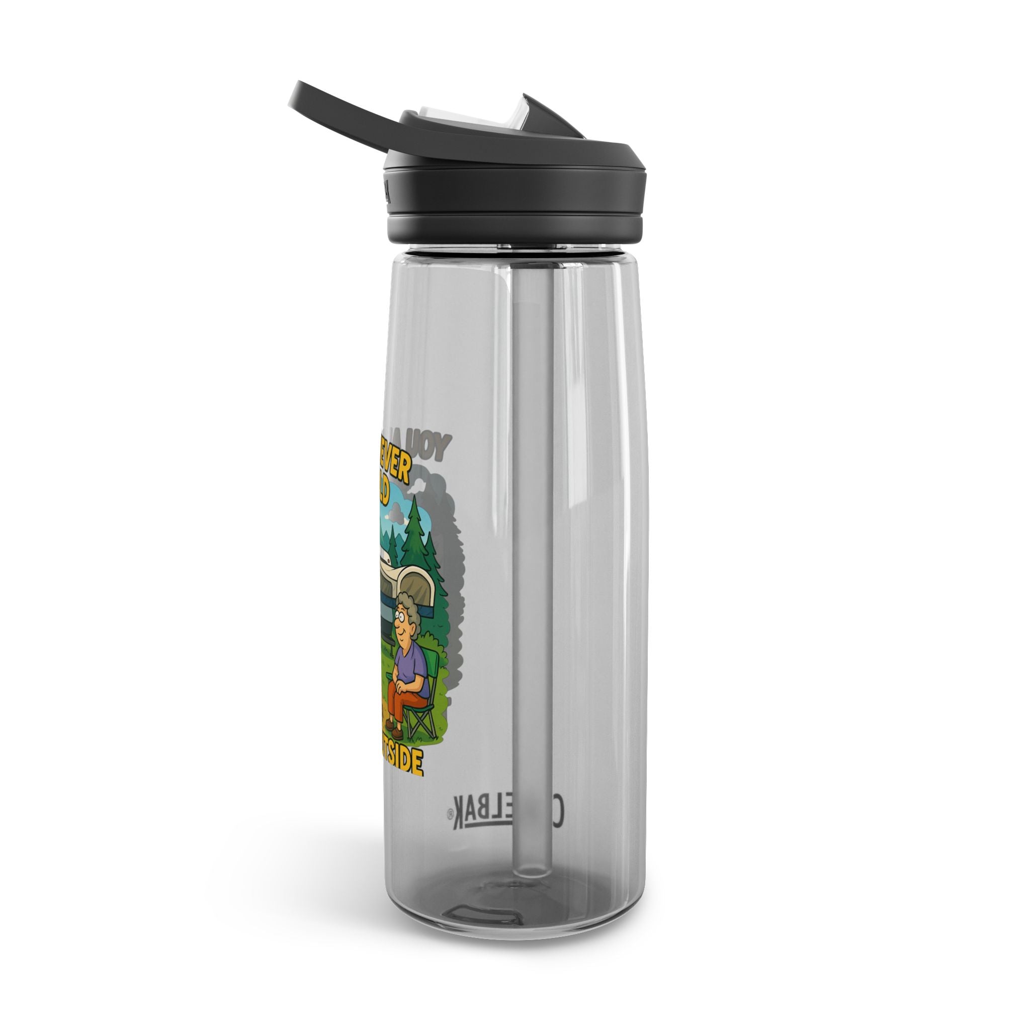 Vintage Camping Water Bottle - "You Are Never Too Old to Play Outside"