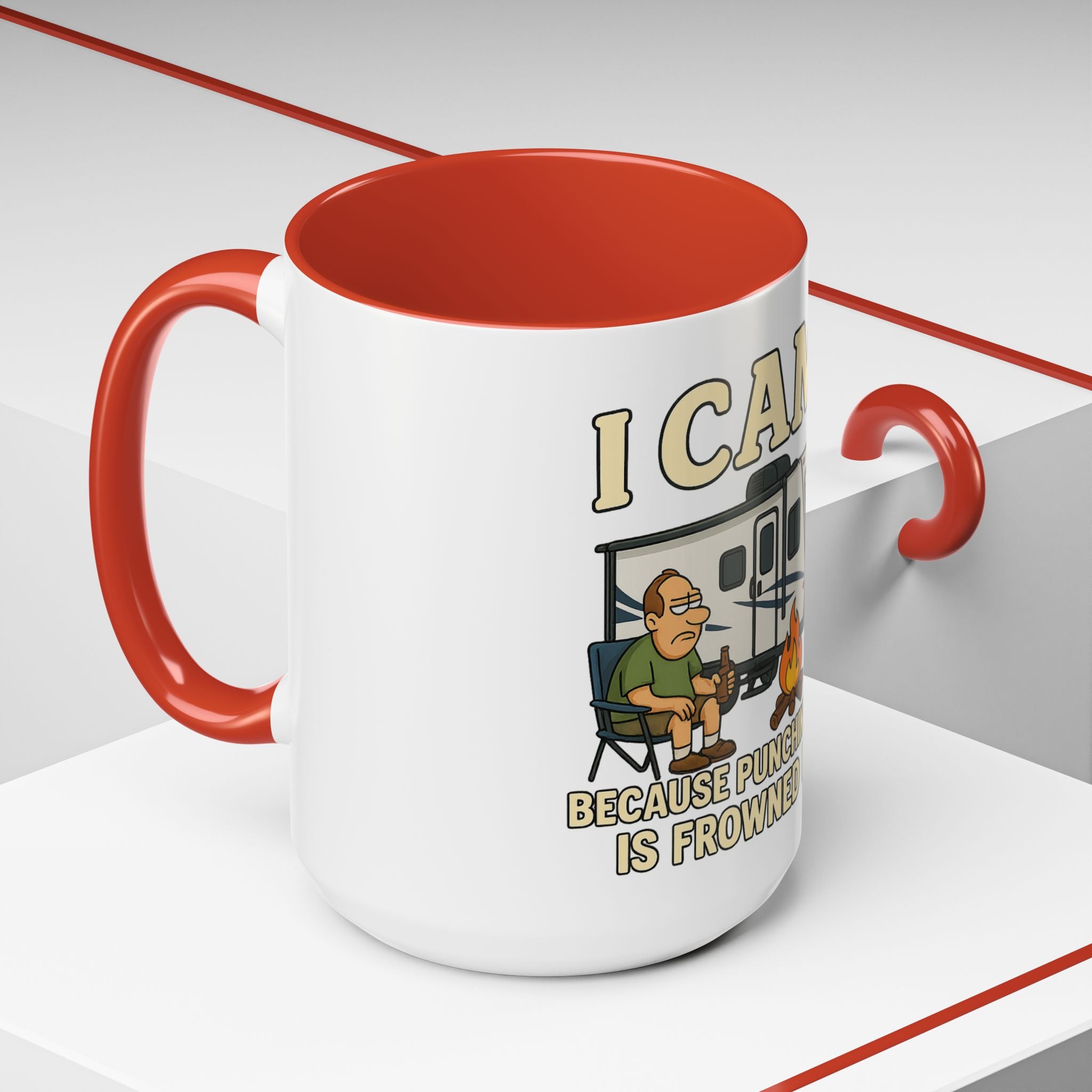 Camping Humor Coffee Mug - I Camp Because Punching People is Frowned Upon