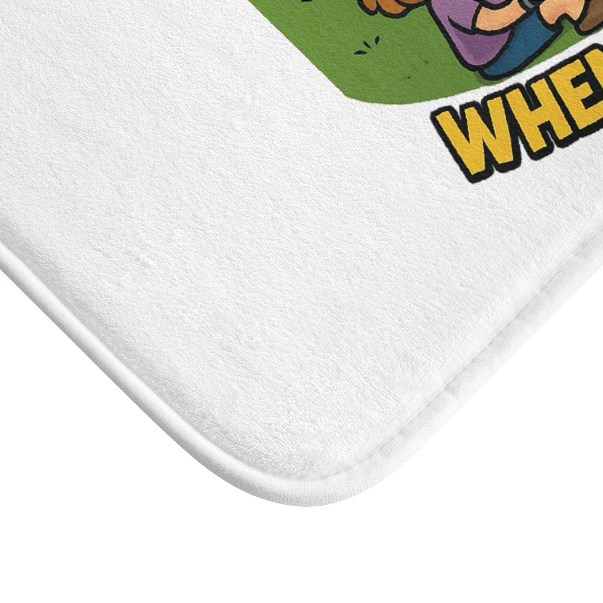 Camping-Themed Bath Mat with Fun RV Quote, Beach Decor, Outdoor Bathroom Rug, Gift for Campers, Life Rocks When Your Home Rolls