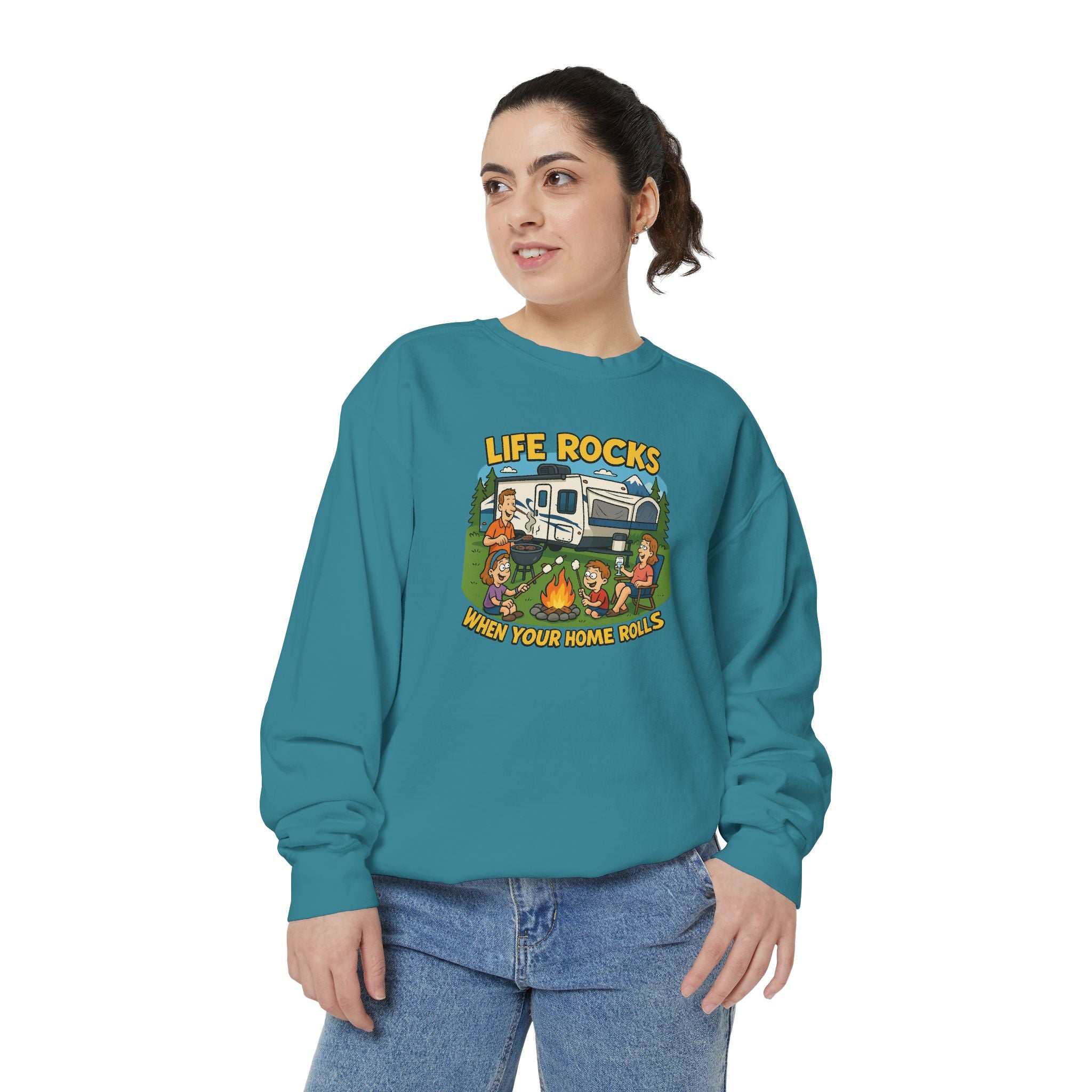 Retro Camping Sweatshirt, Life Rocks Sweater, Unisex Sweatshirt, Vintage RV Sweatshirt, Cozy Outdoor Apparel, Gift for Campers