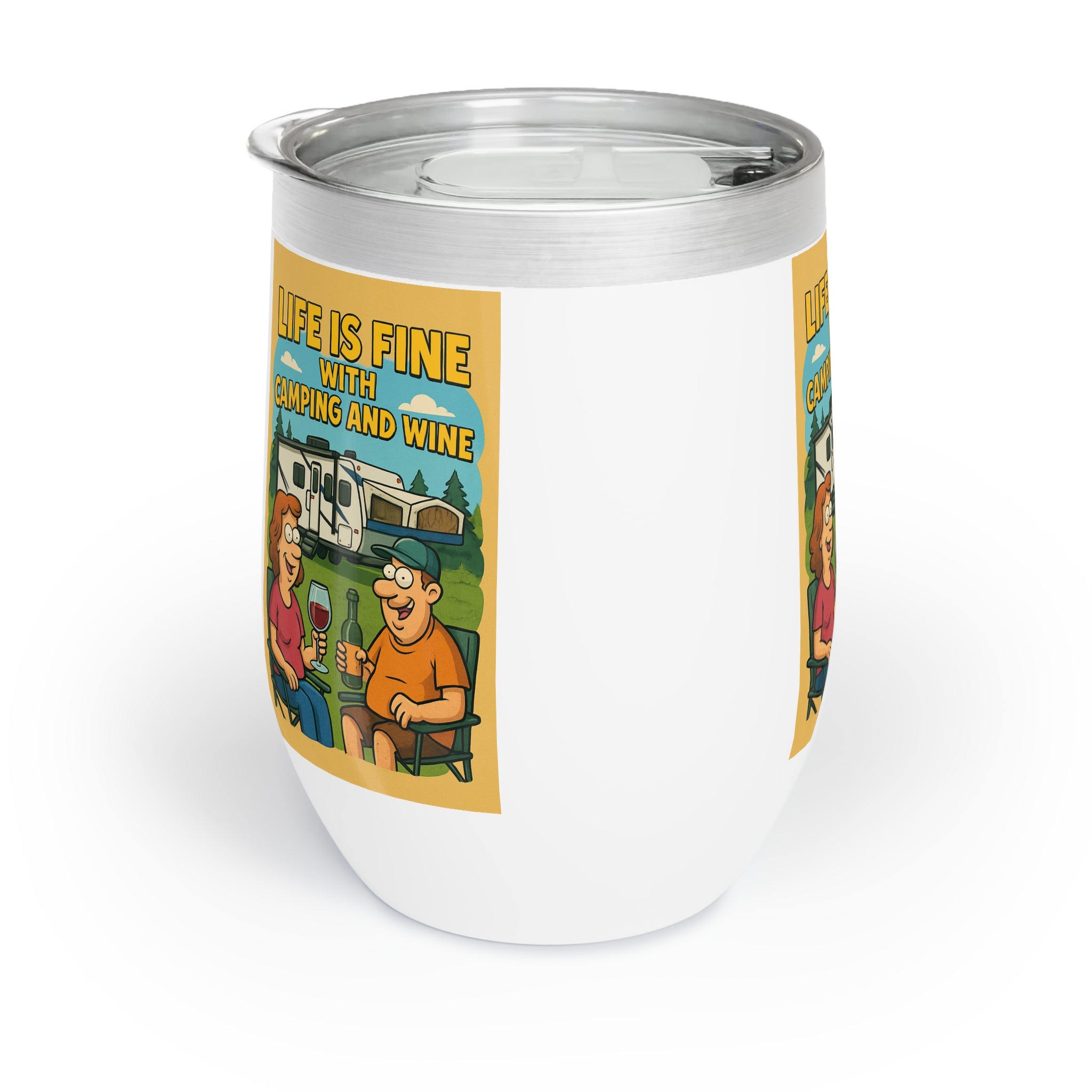 Chill Wine Tumbler | Camping & Wine Travel Mug, Fun Outdoor Gift for Wine Lovers, Relaxation Accessory, Summer Picnic Best Seller