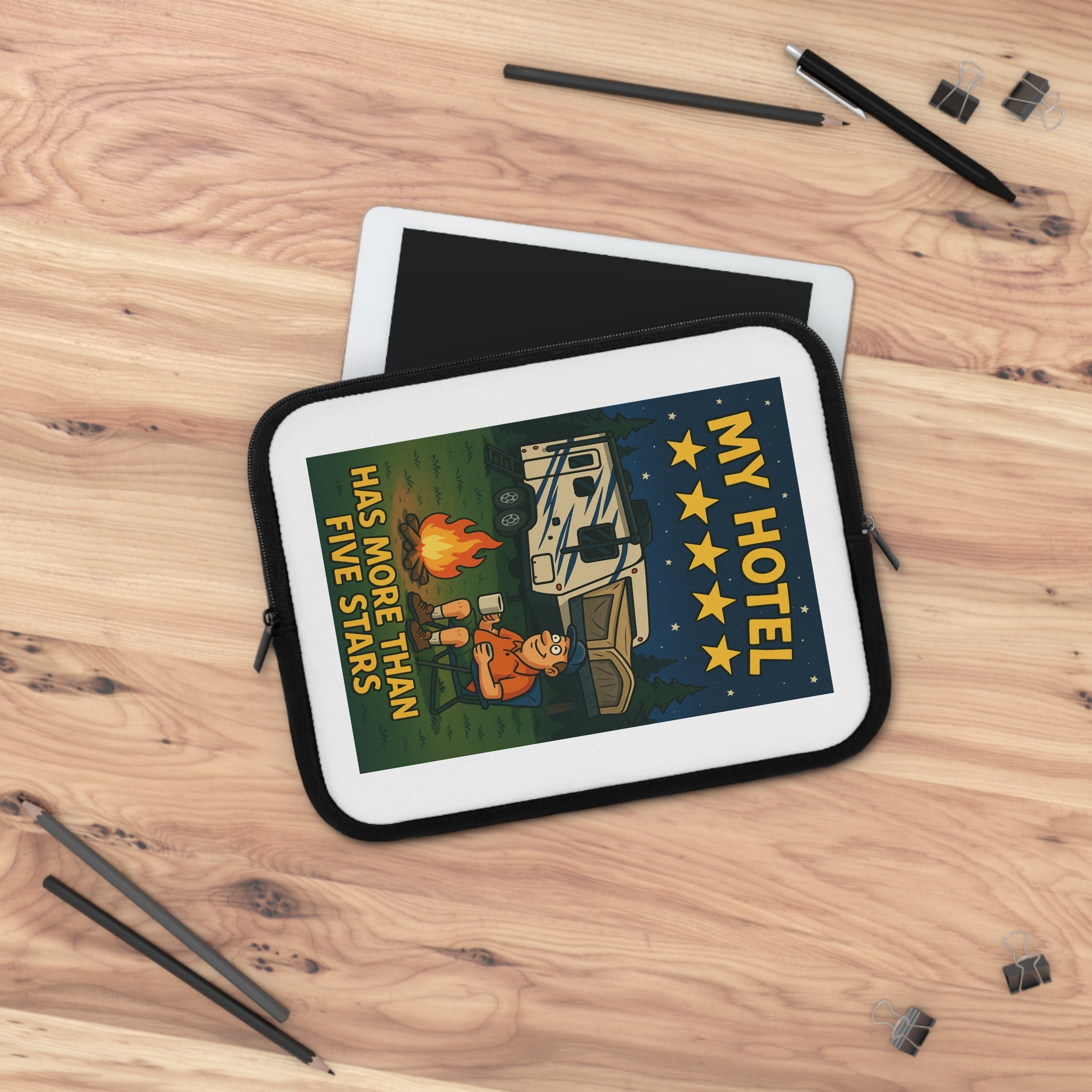 Camping-Themed Laptop Sleeve, Great for Outdoor Lovers, Travel Gift, Eco-Friendly, Tech Accessory