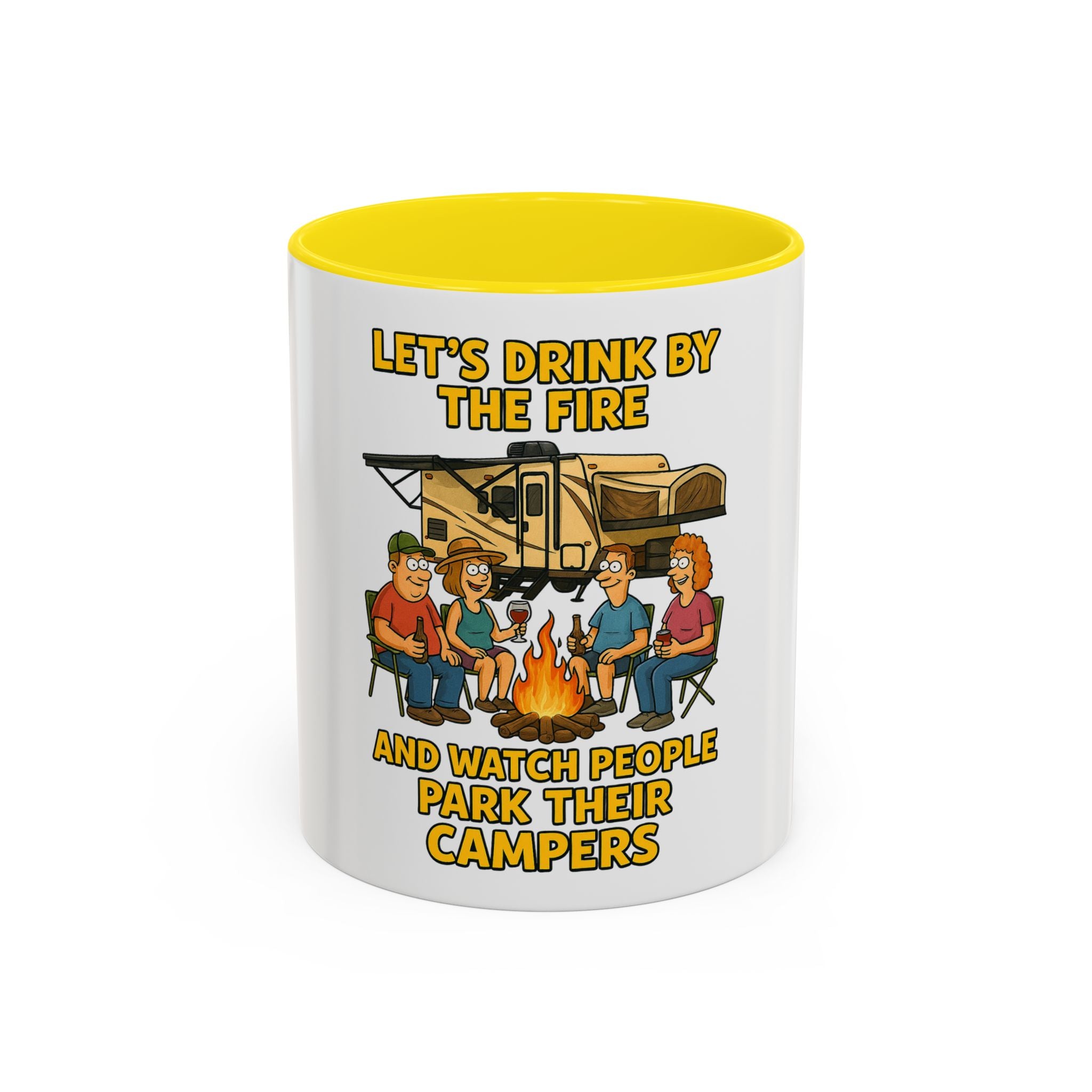 Campfire Accent Coffee Mug, Camping Gift, Outdoor Adventure Mug, RV Lovers Coffee Cup, Relaxing by the Fire