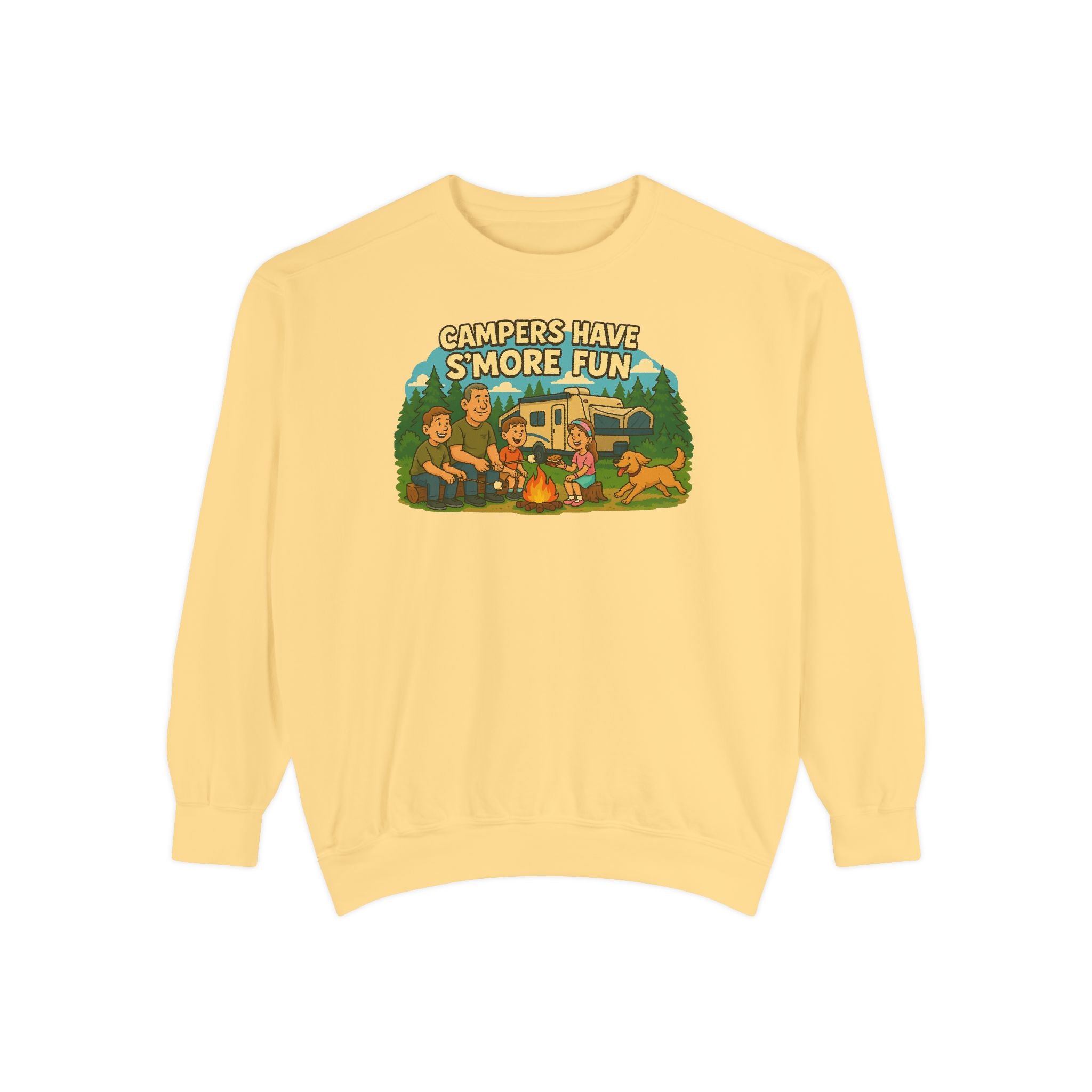 Camper Vibes Sweatshirt - Enjoy S'mores, Unisex Campfire Clothing, Perfect for Outdoor Adventures, Gift for Adventurers, Cozy Camping Attire