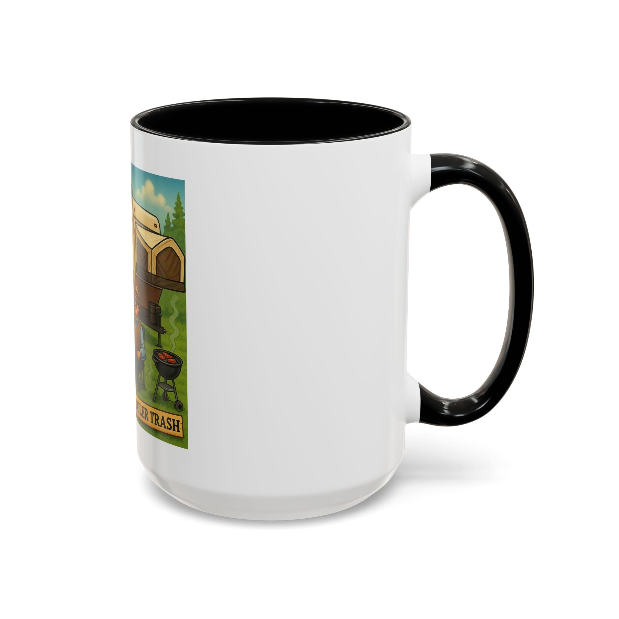 High Class Trailer Trash Coffee Mug - Fun Campfire Ceramic Tea Cup
