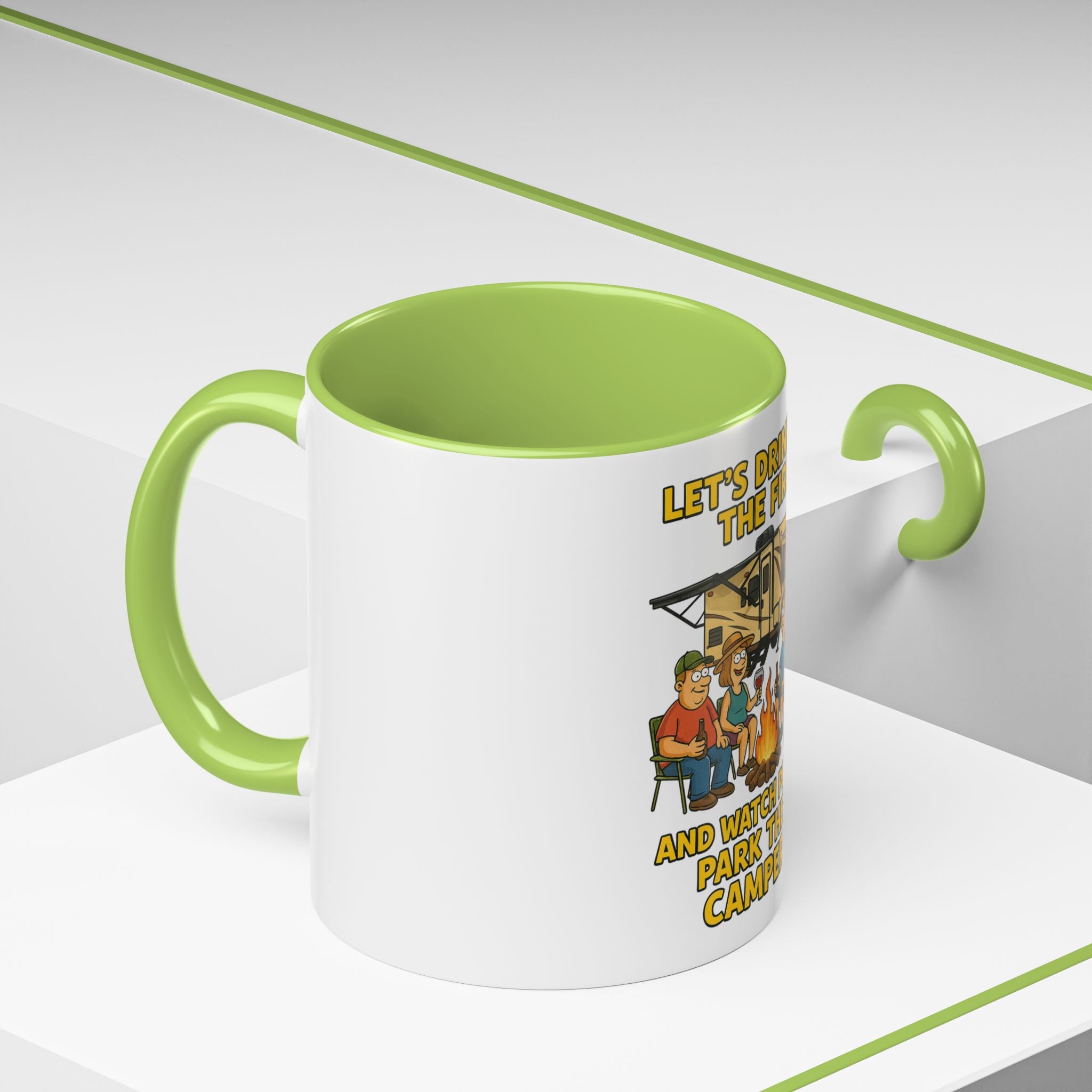 Campfire Accent Coffee Mug, Camping Gift, Outdoor Adventure Mug, RV Lovers Coffee Cup, Relaxing by the Fire