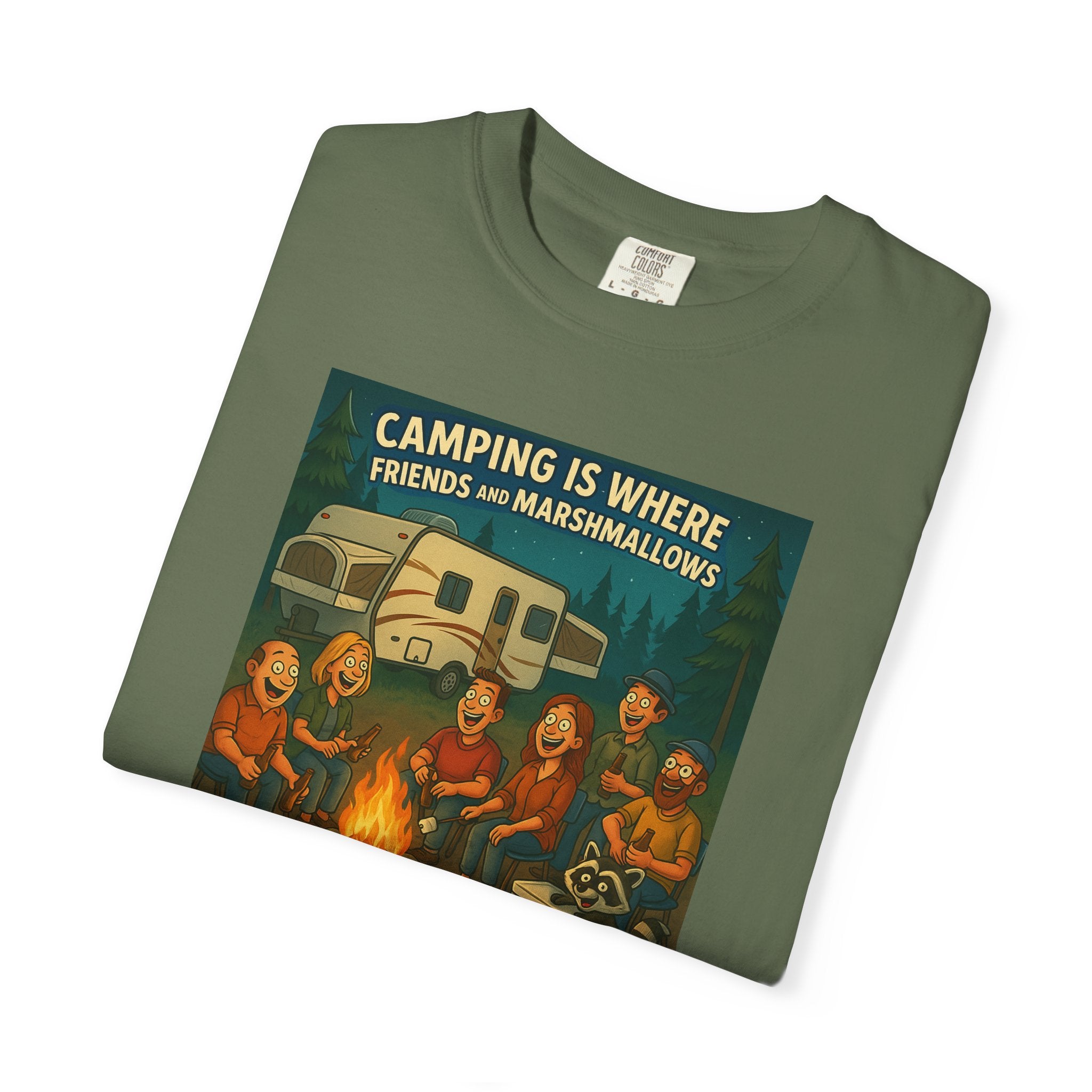 Camping T-Shirt: Get Toasted with Friends, Unisex Garment-Dyed Tee, Outdoor Adventure Shirt, Camping Gift, Summer BBQ Shirt, Family [...]