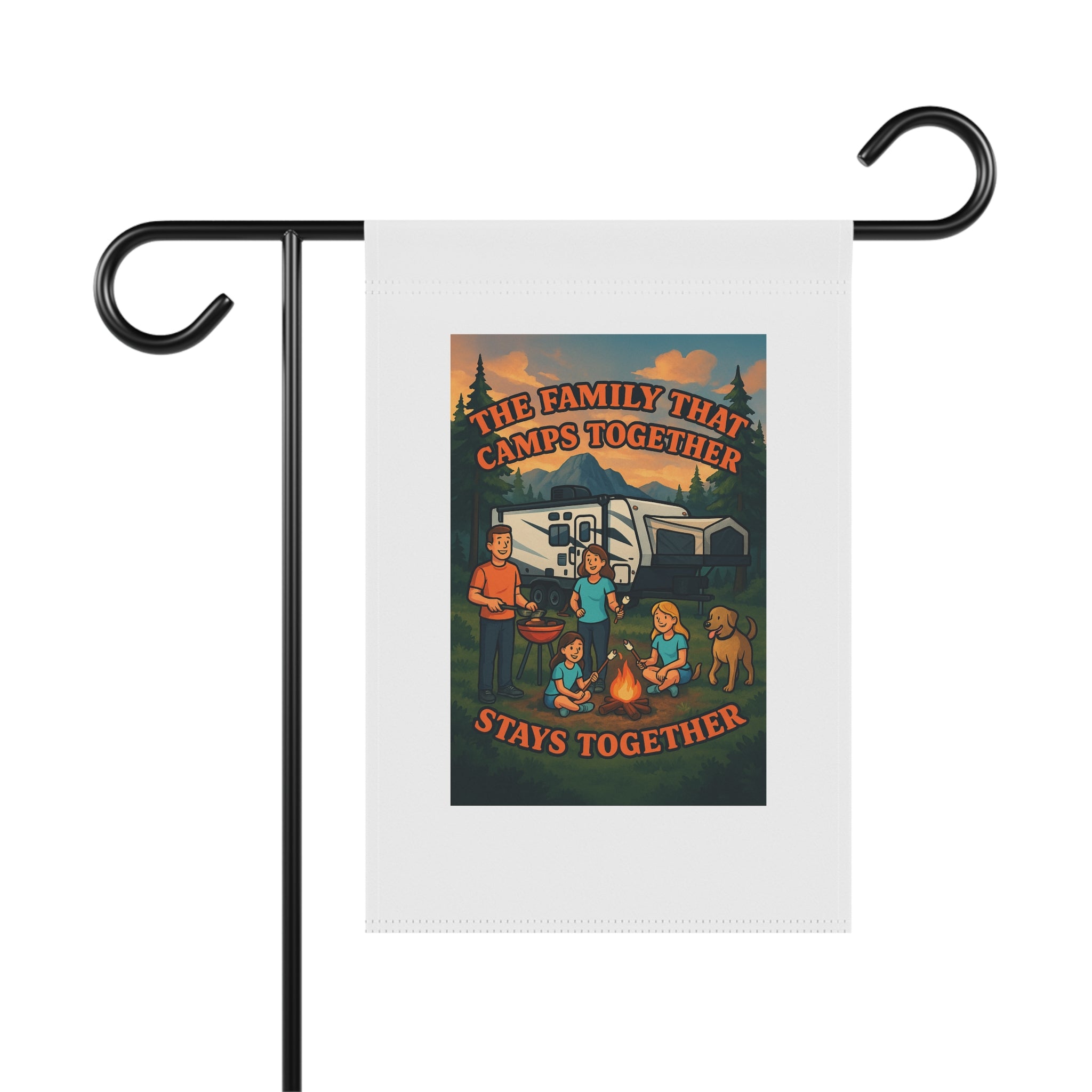 Camping Family Banner, Outdoor Decor, Garden Flag, Family Reunion Gift, RV Fun Sign, Camping Themed Home Decor