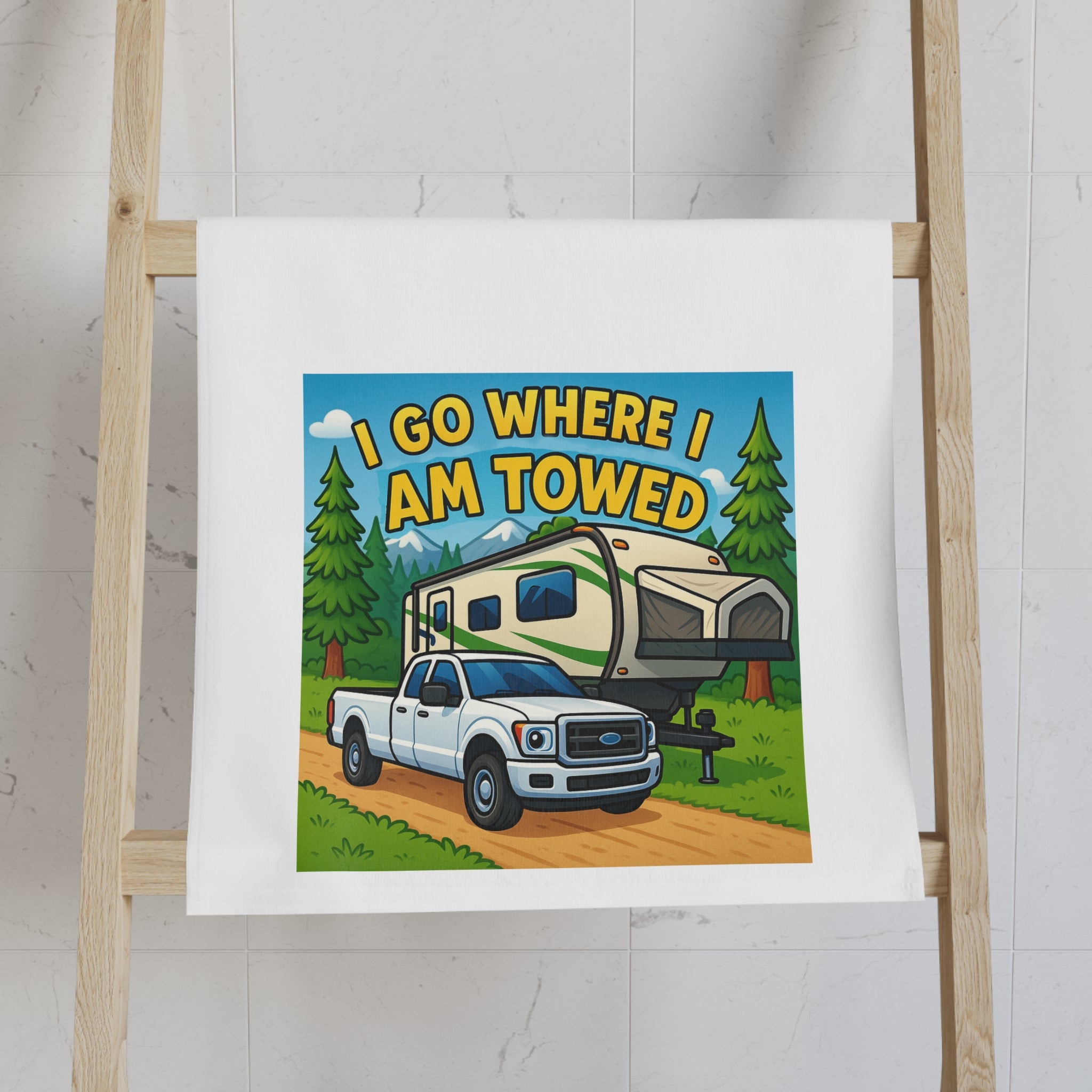 Camping Adventure Hand Towel, RV Life Decor, Travel Gift for Campers, Funny Camping Towel, Outdoor Enthusiast Accessory