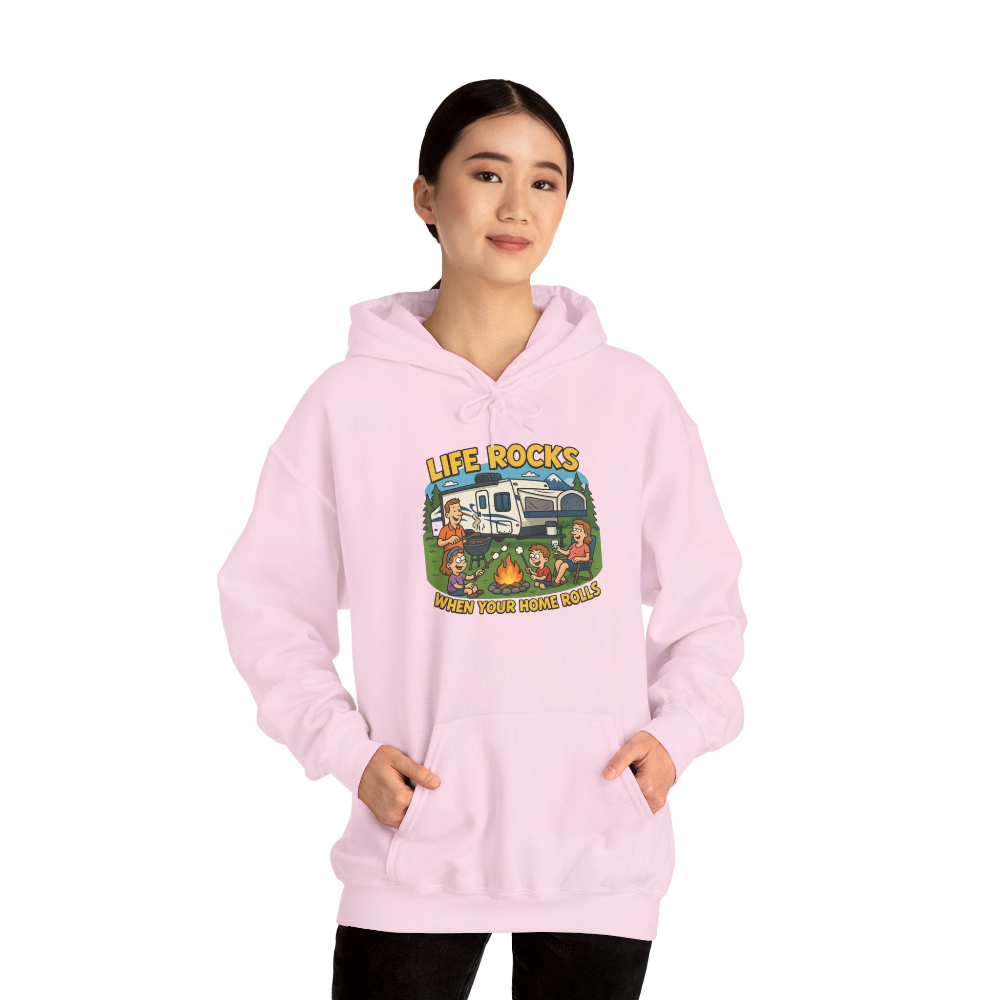 Campfire Adventure Hoodie with Retro Design, Cozy Gift for Outdoor Lovers, Perfect for Camping, Road Trips, and Casual Wear
