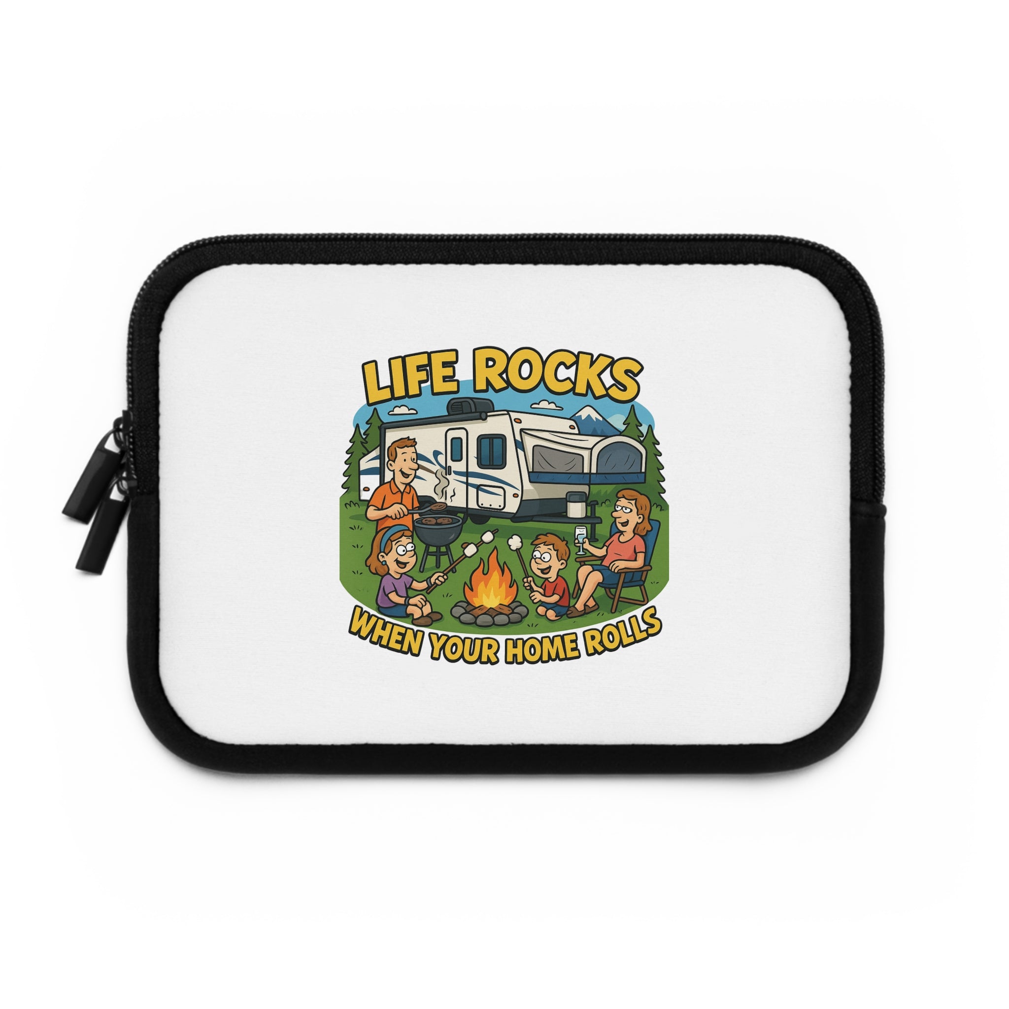 Camping Adventure Laptop Sleeve, RV Life Accessory, Portable Computer Case, Outdoor Enthusiast Gift, Life Rocks Design
