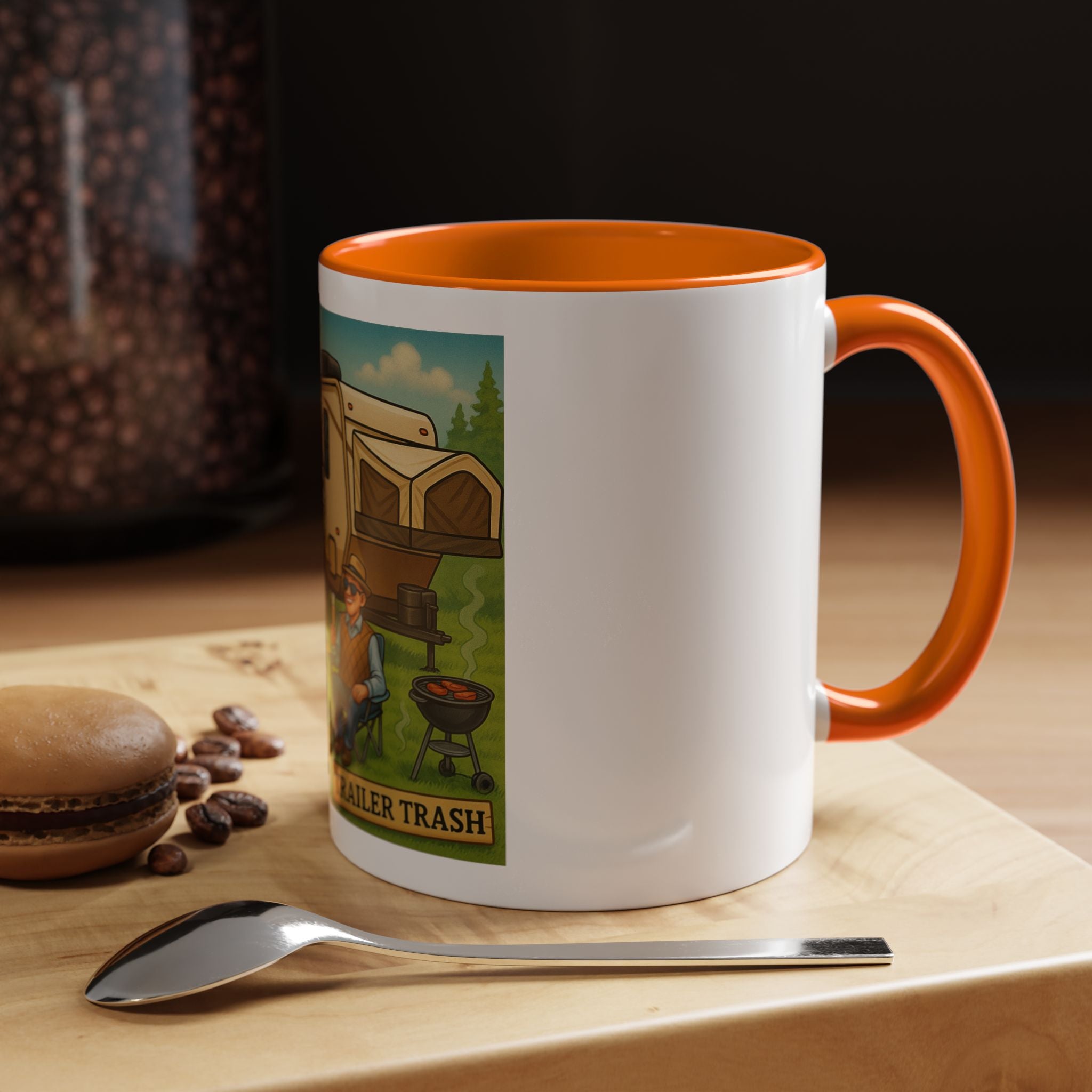 High Class Trailer Trash Coffee Mug - Fun Campfire Ceramic Tea Cup