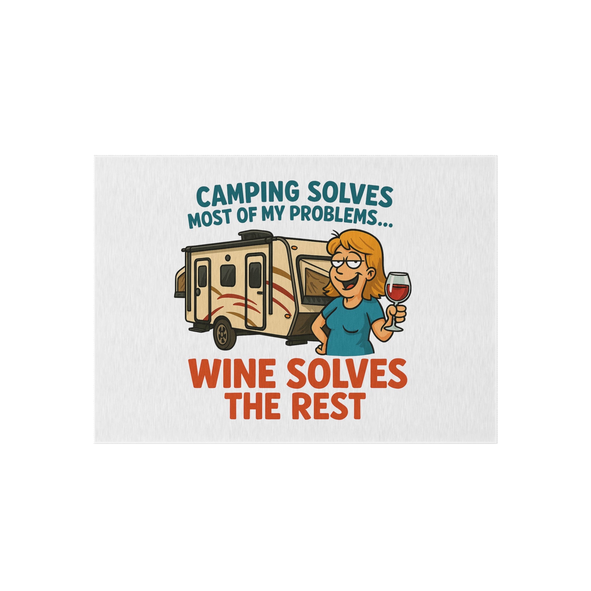 Camping Outdoor Rug - Wine Solves the Rest, Patio Decor, RV Accessories, Outdoor Living, Camping Gear