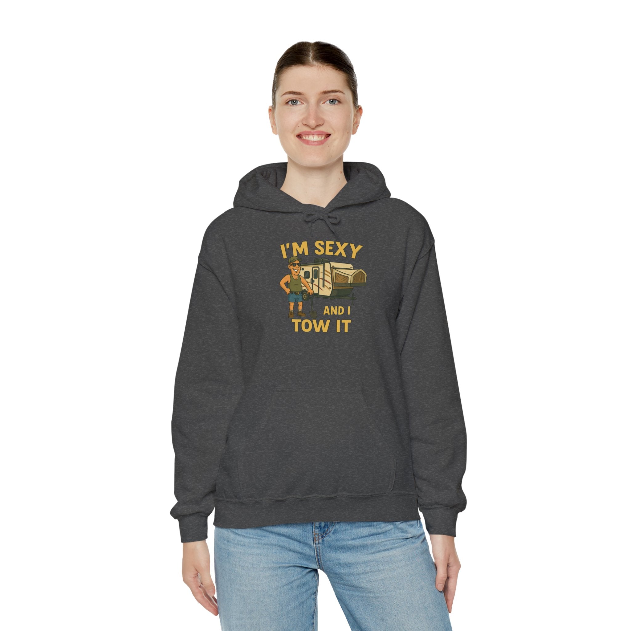 Funny Tow Truck Hoodie, Unisex Heavy Blend Sweatshirt, Gifts for Towing Enthusiasts, Quirky Casual Wear, Humor Apparel, Birthday Gift