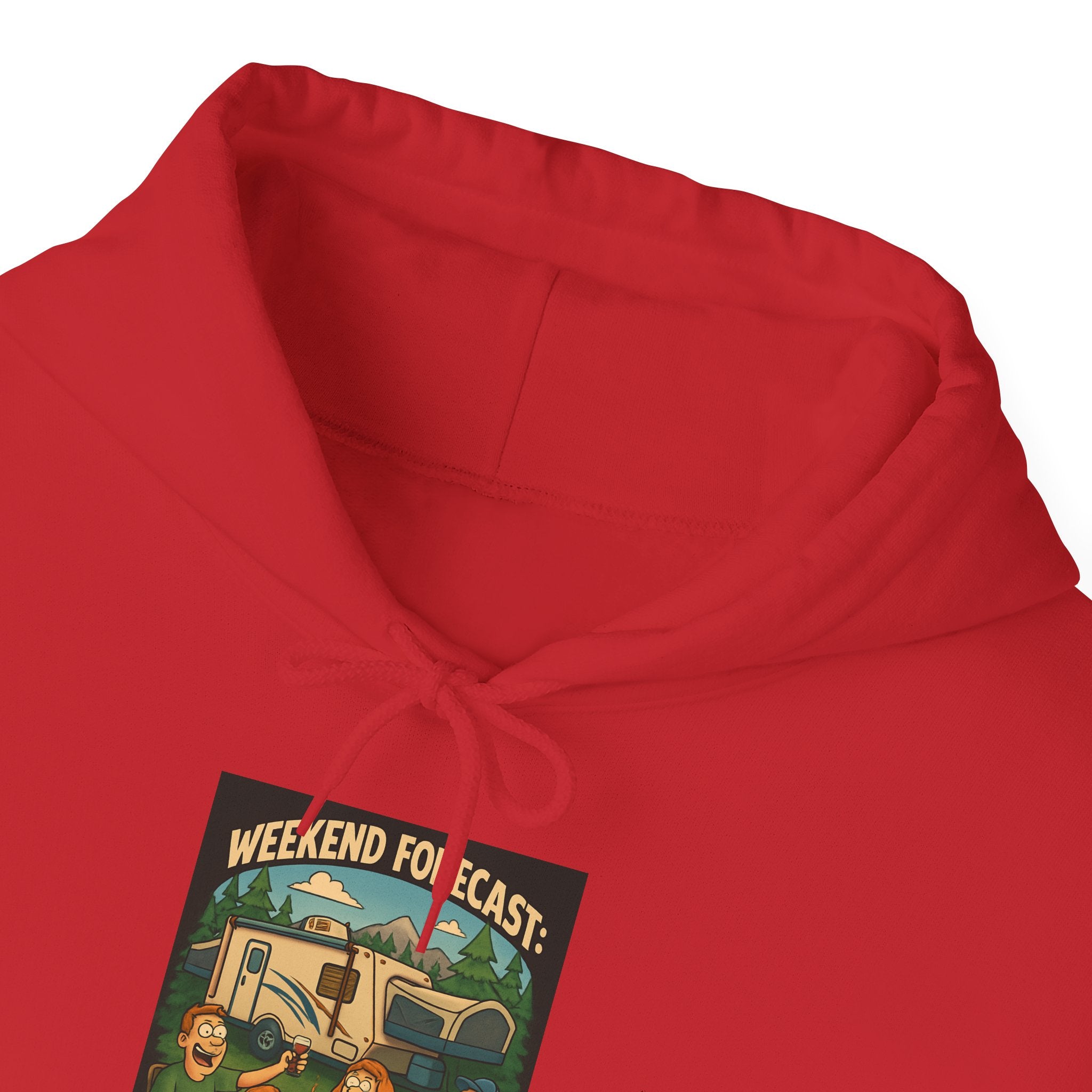 Camping Forecast Graphic Hoodie, Unisex Heavy Blend Sweatshirt, Outdoor Apparel, Weekend Getaway Gift, Nature Lover Clothing