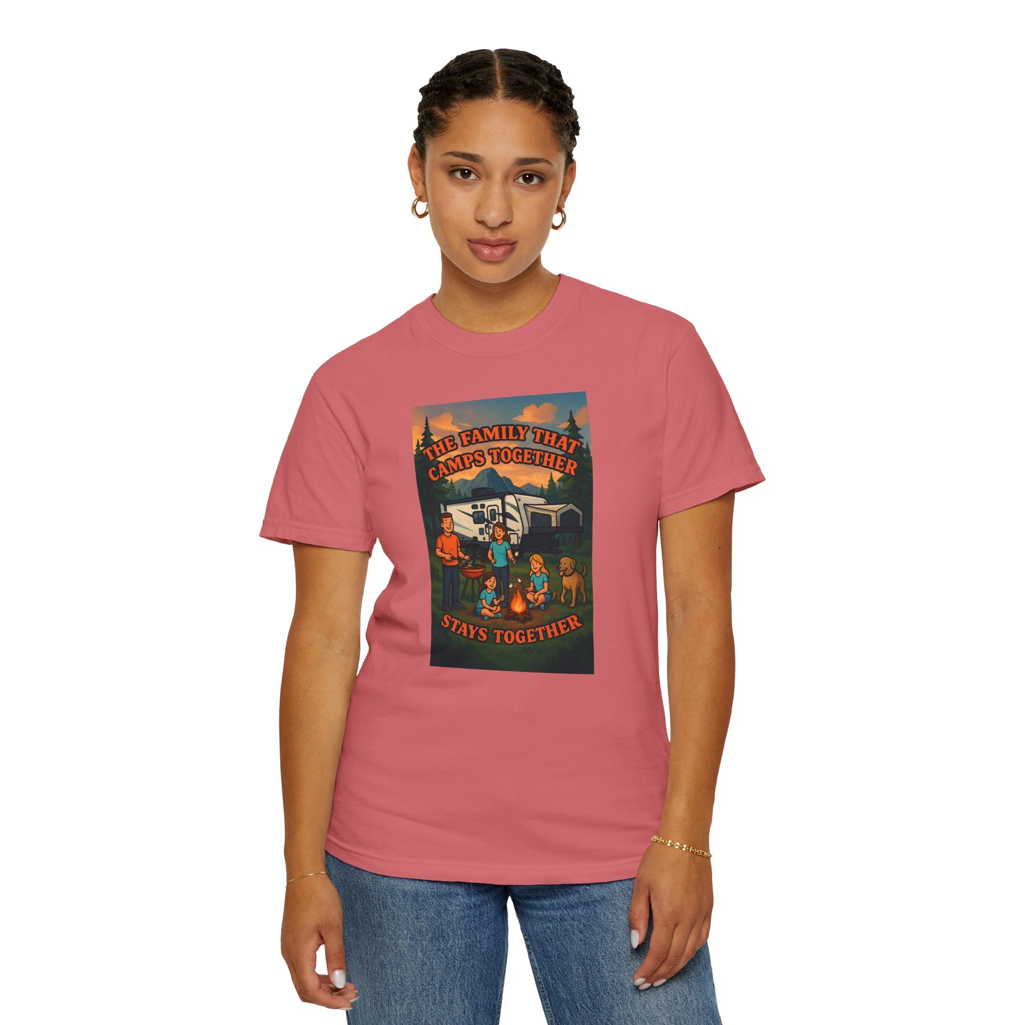 Family Camping T-shirt, Casual Outdoor Tee, Perfect for Family Gatherings, Summer Camp, Gift for Outdoor Lovers, Relaxed Fit Tee