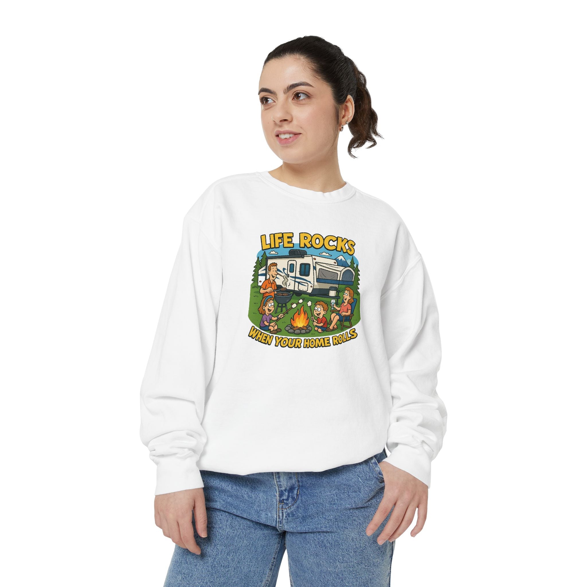 Retro Camping Sweatshirt, Life Rocks Sweater, Unisex Sweatshirt, Vintage RV Sweatshirt, Cozy Outdoor Apparel, Gift for Campers