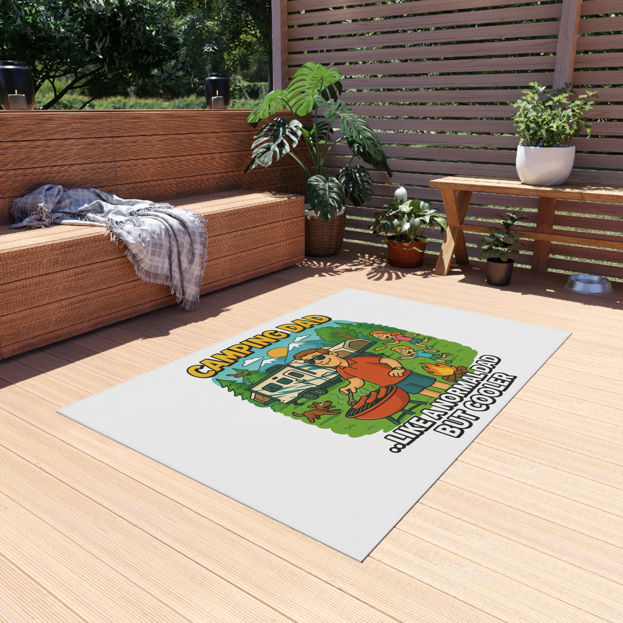 Camping Dad Outdoor Rug - Perfect for Backyard BBQs & Family Camping