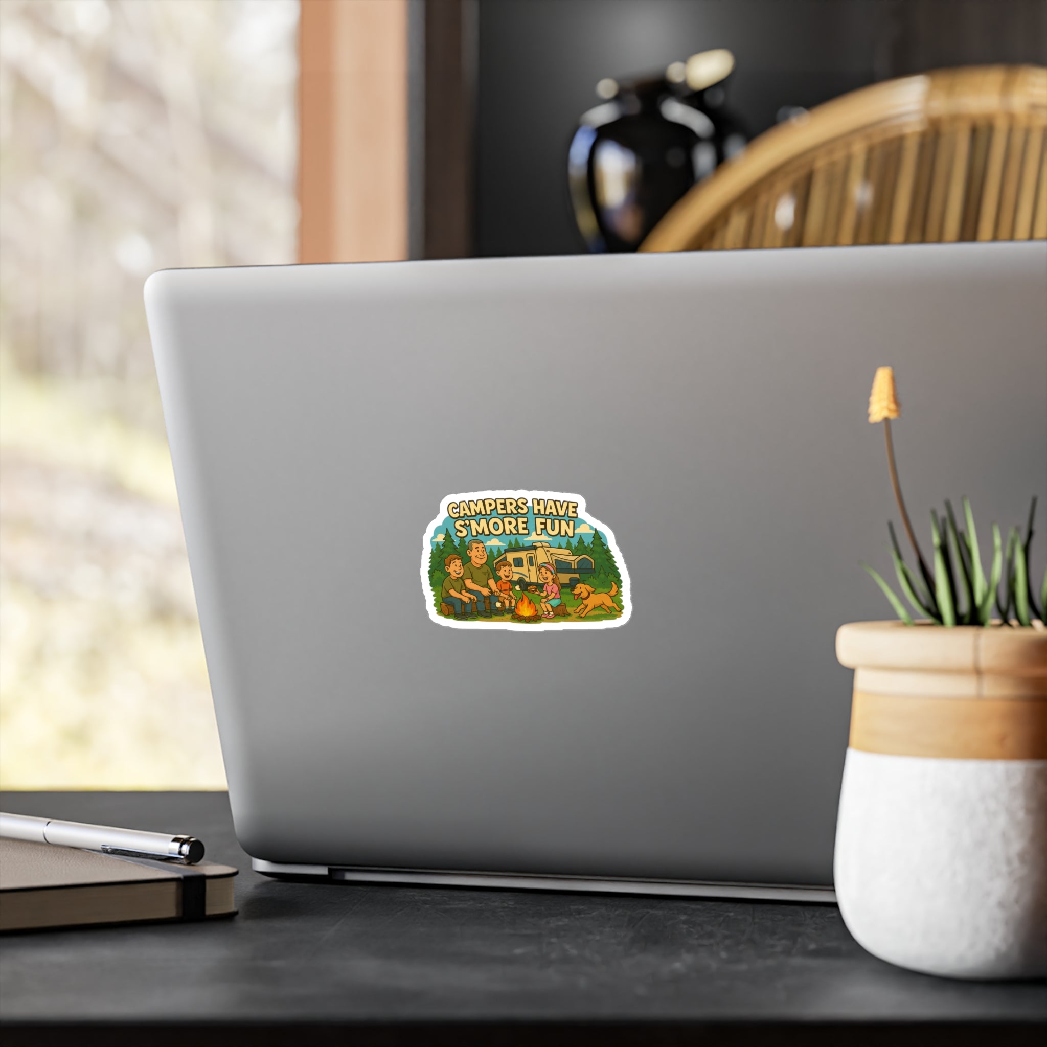 Campfire Family Fun Vinyl Decals | Camping Decor for Adventurers, Stickers for Water Bottles, Laptops, RVs and More
