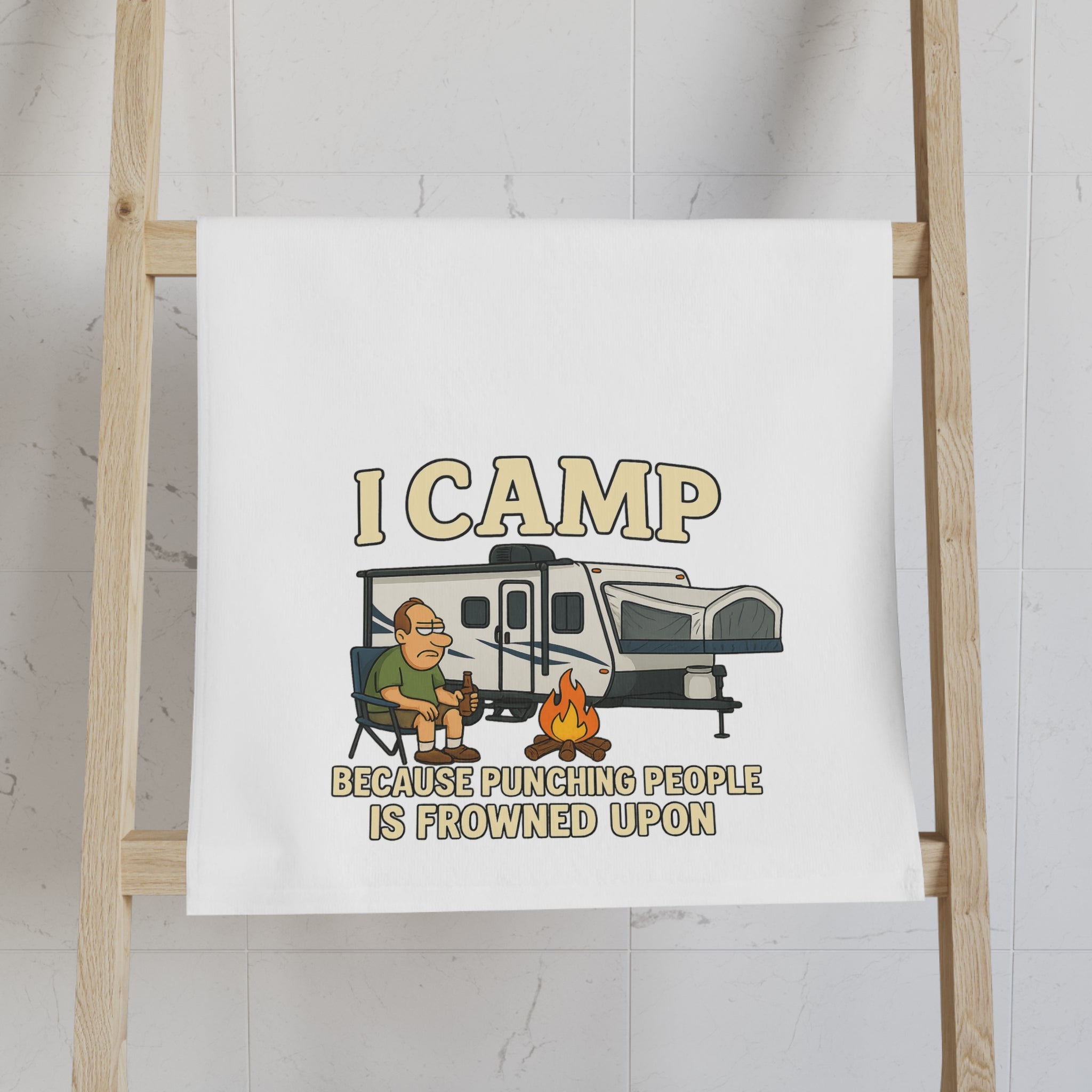 Camping Humor Hand Towel – I Camp Designs, Perfect for Outdoor Enthusiasts