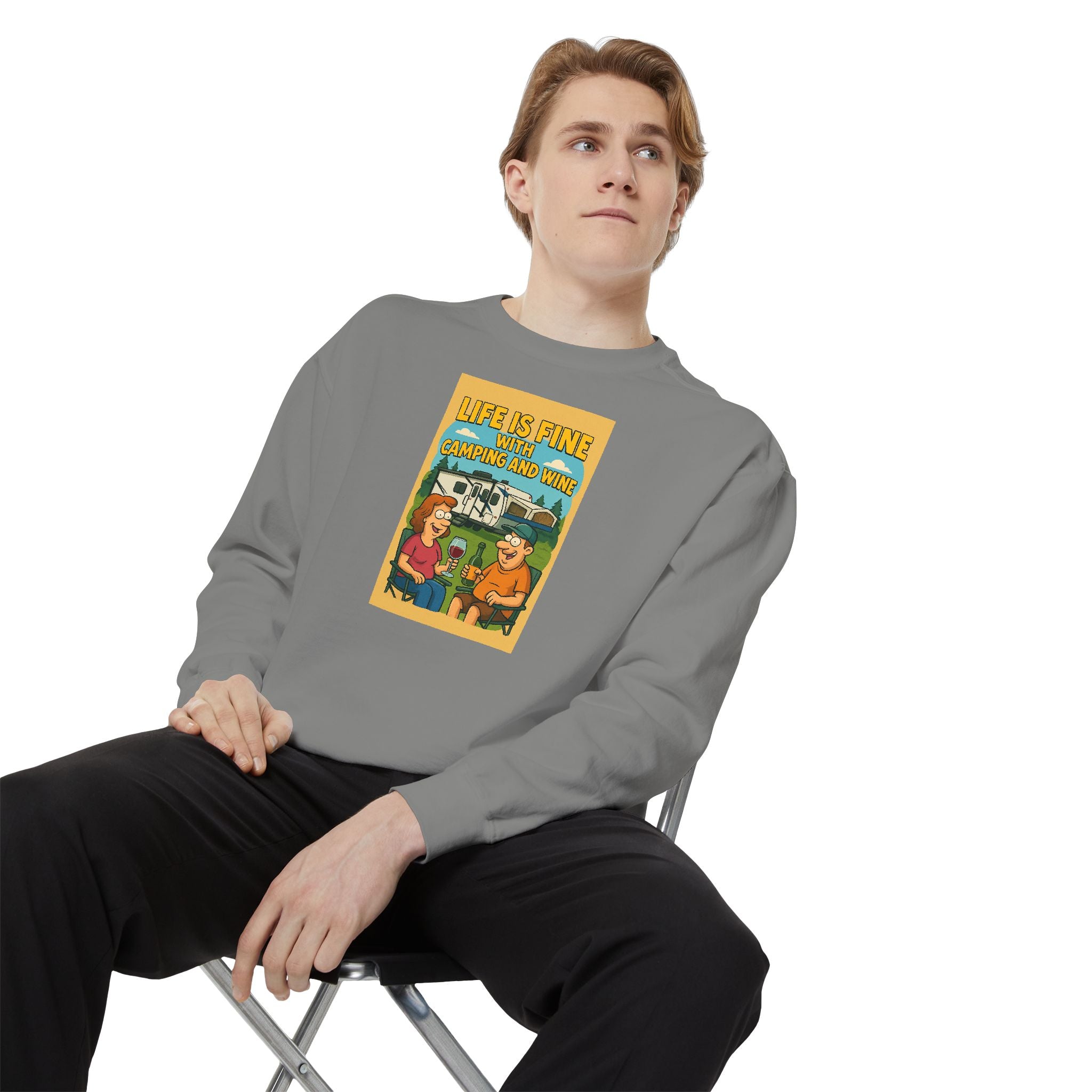 Vintage-Inspired Unisex Sweatshirt - "Life is Fine" Design, Cozy Gift, Casual Wear, Stylish Layering, Unisex Apparel
