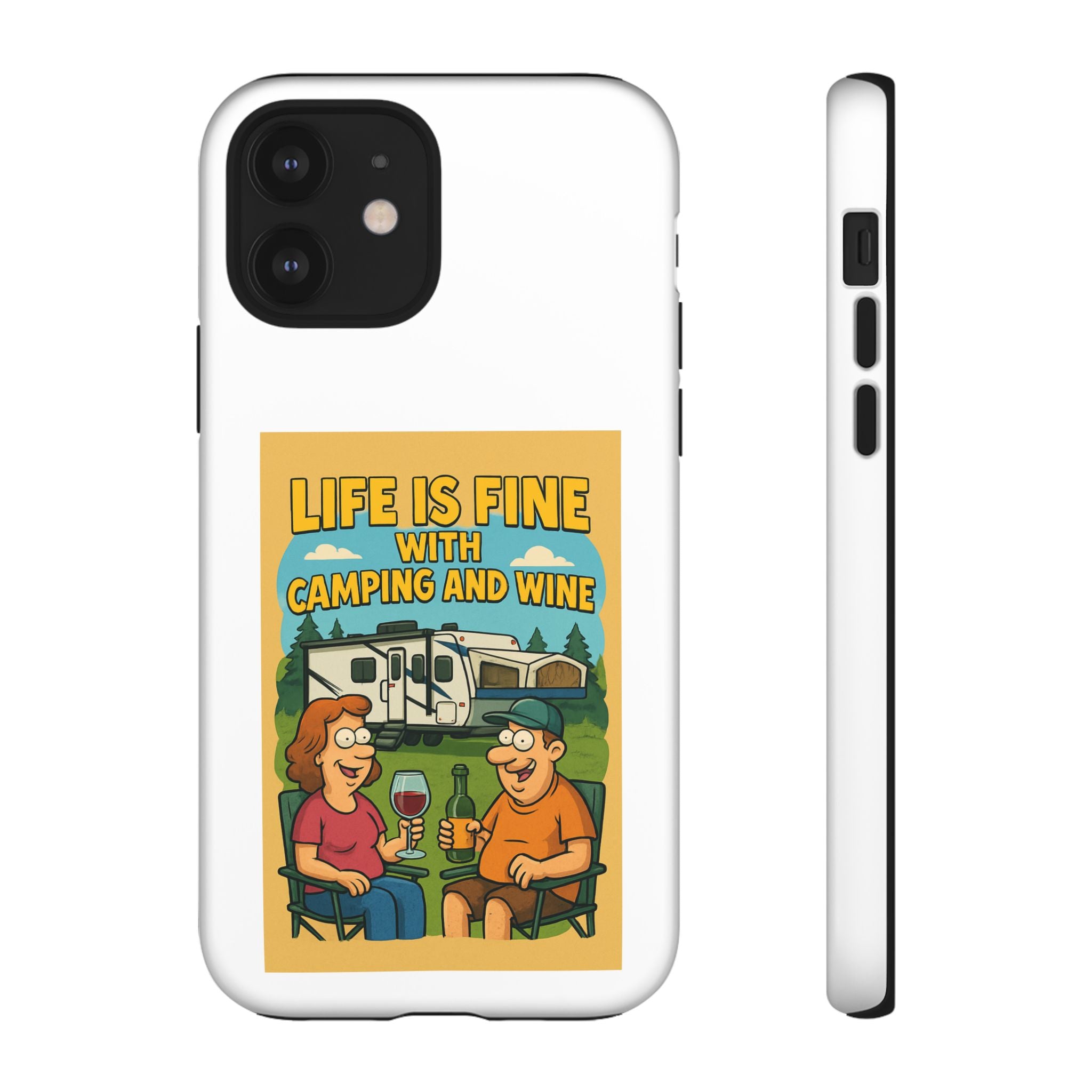 Camping & Wine Phone Case, Outdoor Adventure Accessory, Fun Gift for Campers, Summer Travel Essential, RV Lover Present