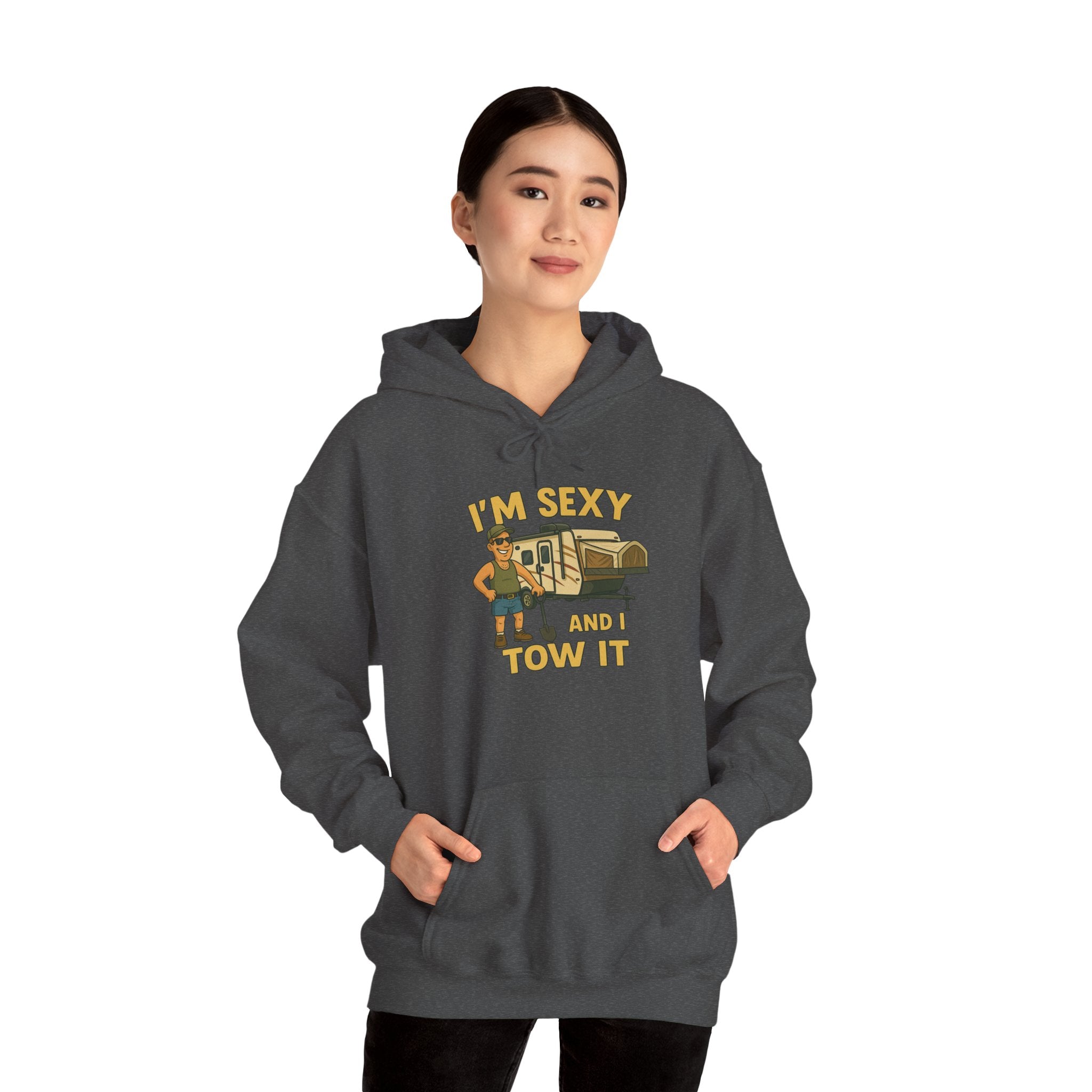 Funny Tow Truck Hoodie, Unisex Heavy Blend Sweatshirt, Gifts for Towing Enthusiasts, Quirky Casual Wear, Humor Apparel, Birthday Gift