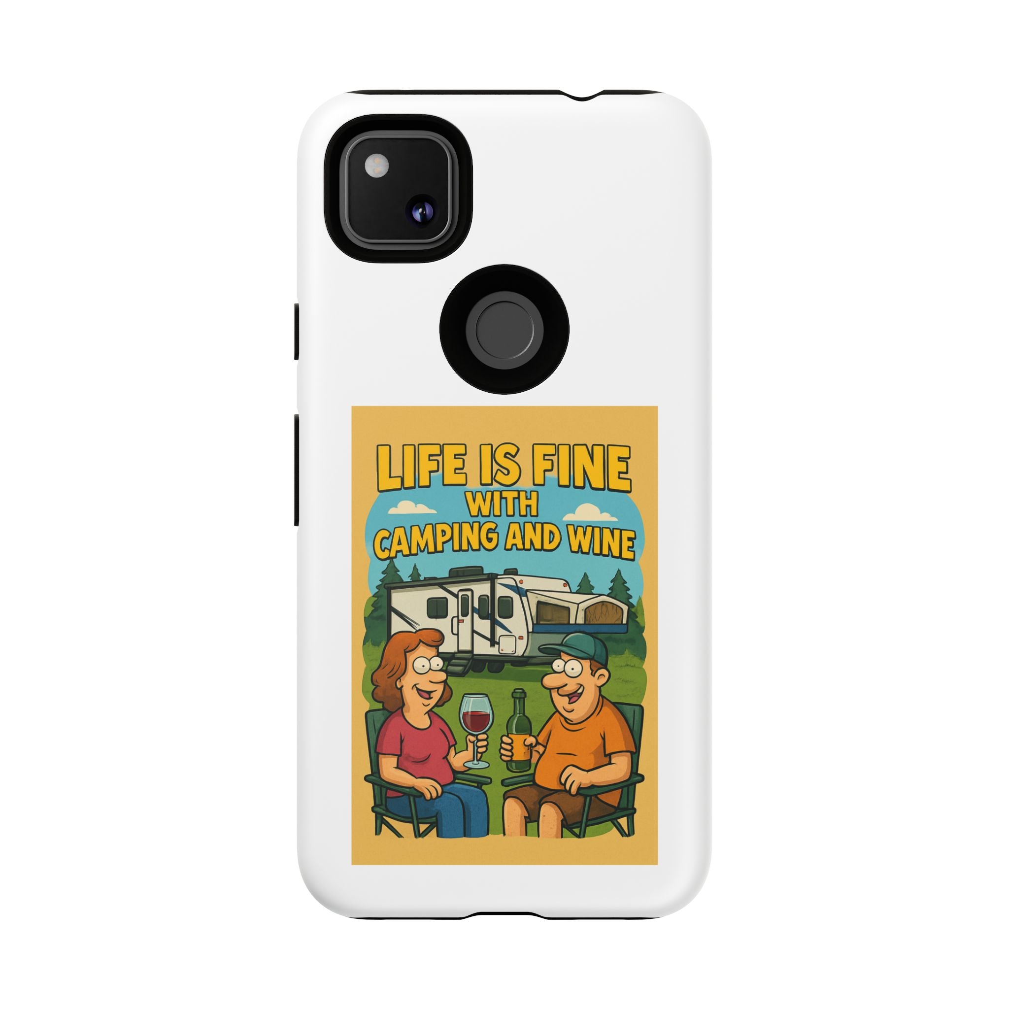 Camping & Wine Phone Case, Outdoor Adventure Accessory, Fun Gift for Campers, Summer Travel Essential, RV Lover Present