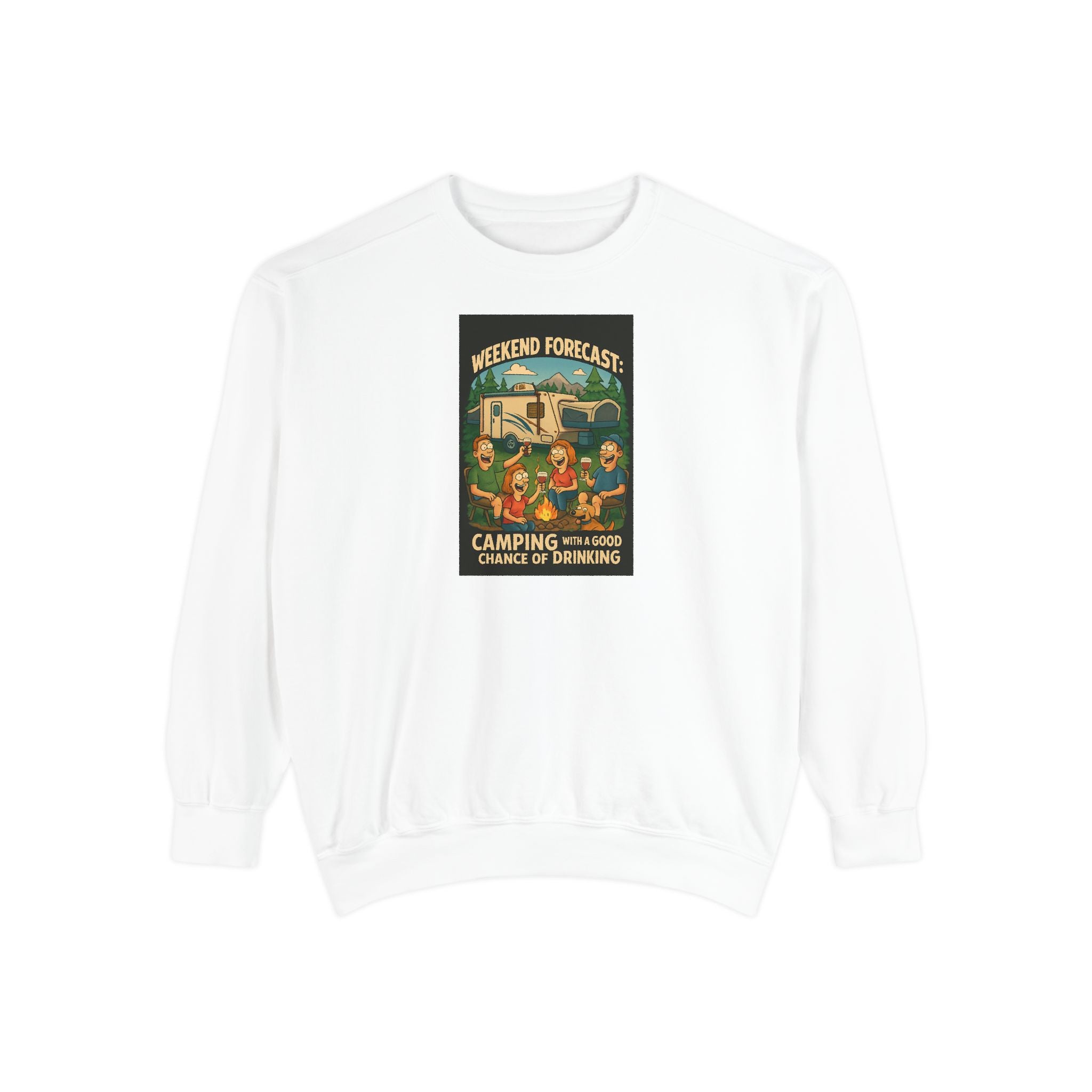 Weekend Forecast Camping Sweatshirt, Cozy Unisex Sweatshirt, Gift for Campers, Outdoor Adventure Apparel, Relaxed Fit Sweatshirt