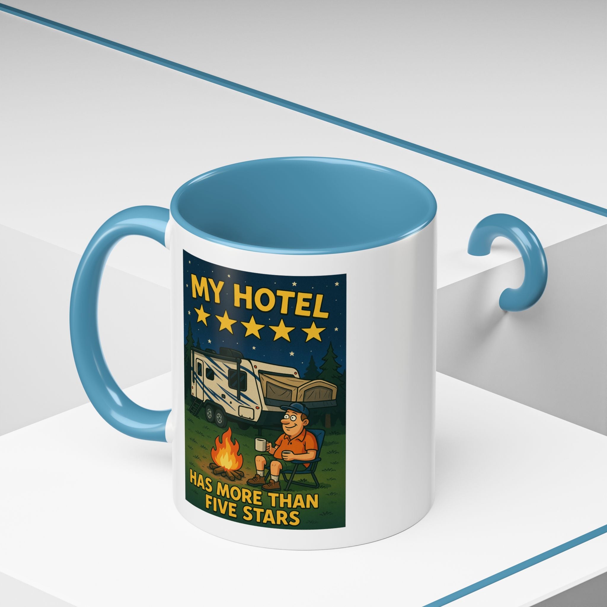 Camping-Themed Accent Coffee Mug | Perfect for RV Lovers, Campers, Travelers, Cozy Nights, Outdoor Adventures, Unique Gift Ideas