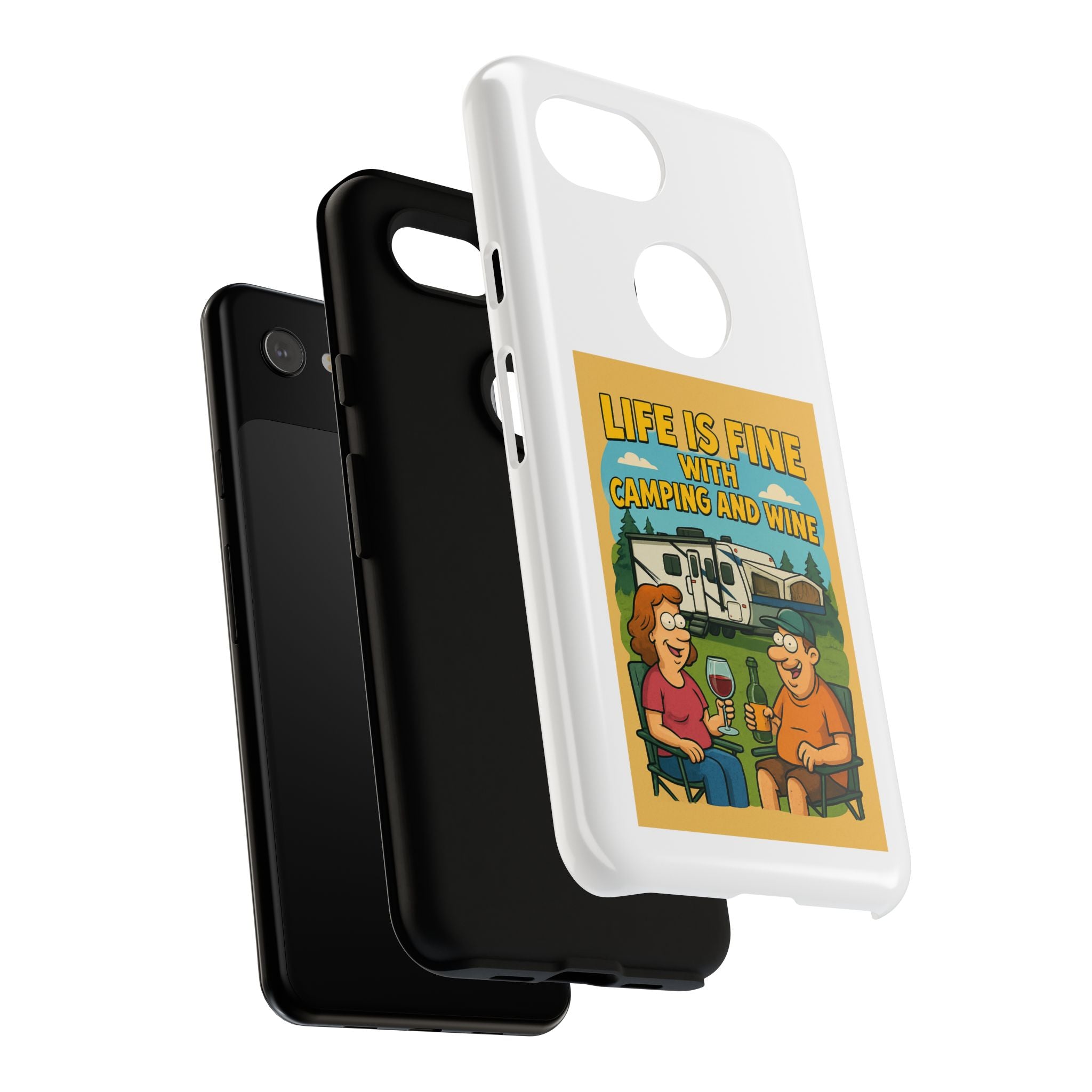 Camping & Wine Phone Case, Outdoor Adventure Accessory, Fun Gift for Campers, Summer Travel Essential, RV Lover Present