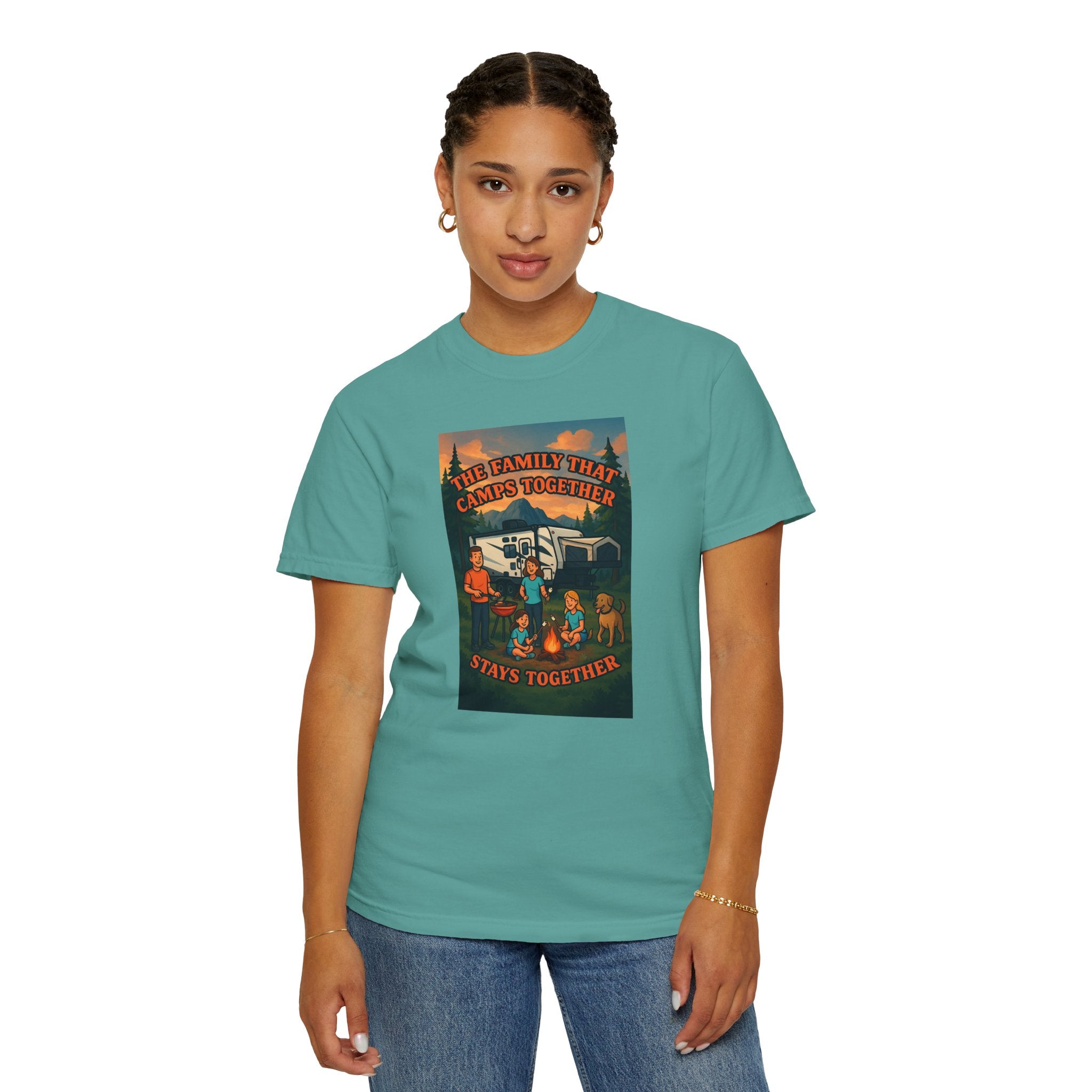Family Camping T-shirt, Casual Outdoor Tee, Perfect for Family Gatherings, Summer Camp, Gift for Outdoor Lovers, Relaxed Fit Tee