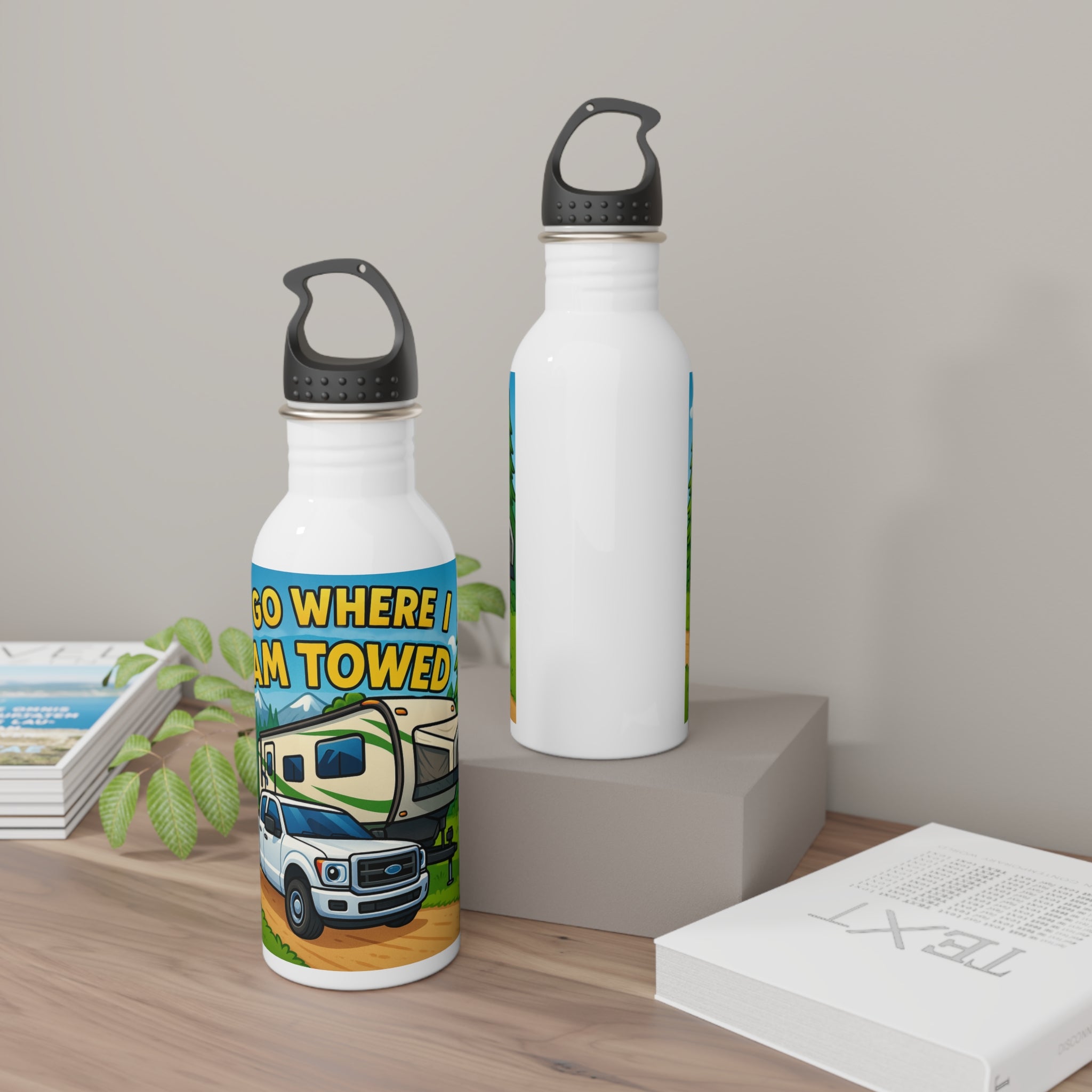 Adventure RV Stainless Steel Water Bottle, Travel Mug for Camping, Outdoor Enthusiasts, Go Where I'm Towed, Perfect Gift for Road Trips