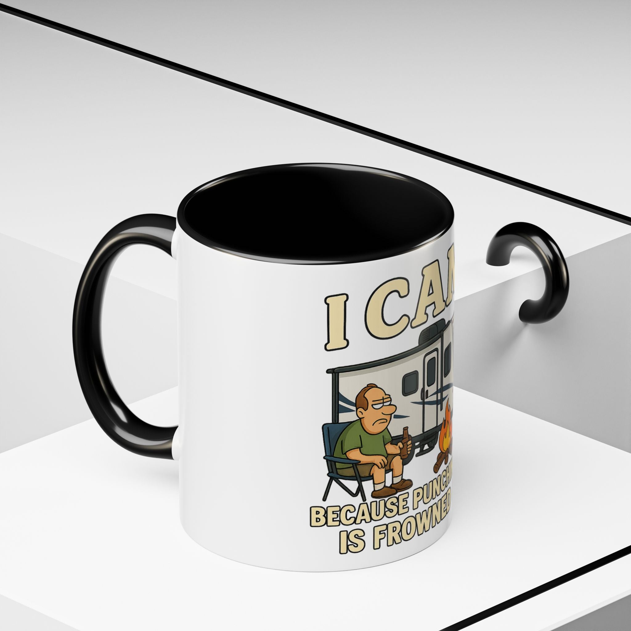 Camping Humor Coffee Mug - I Camp Because Punching People is Frowned Upon
