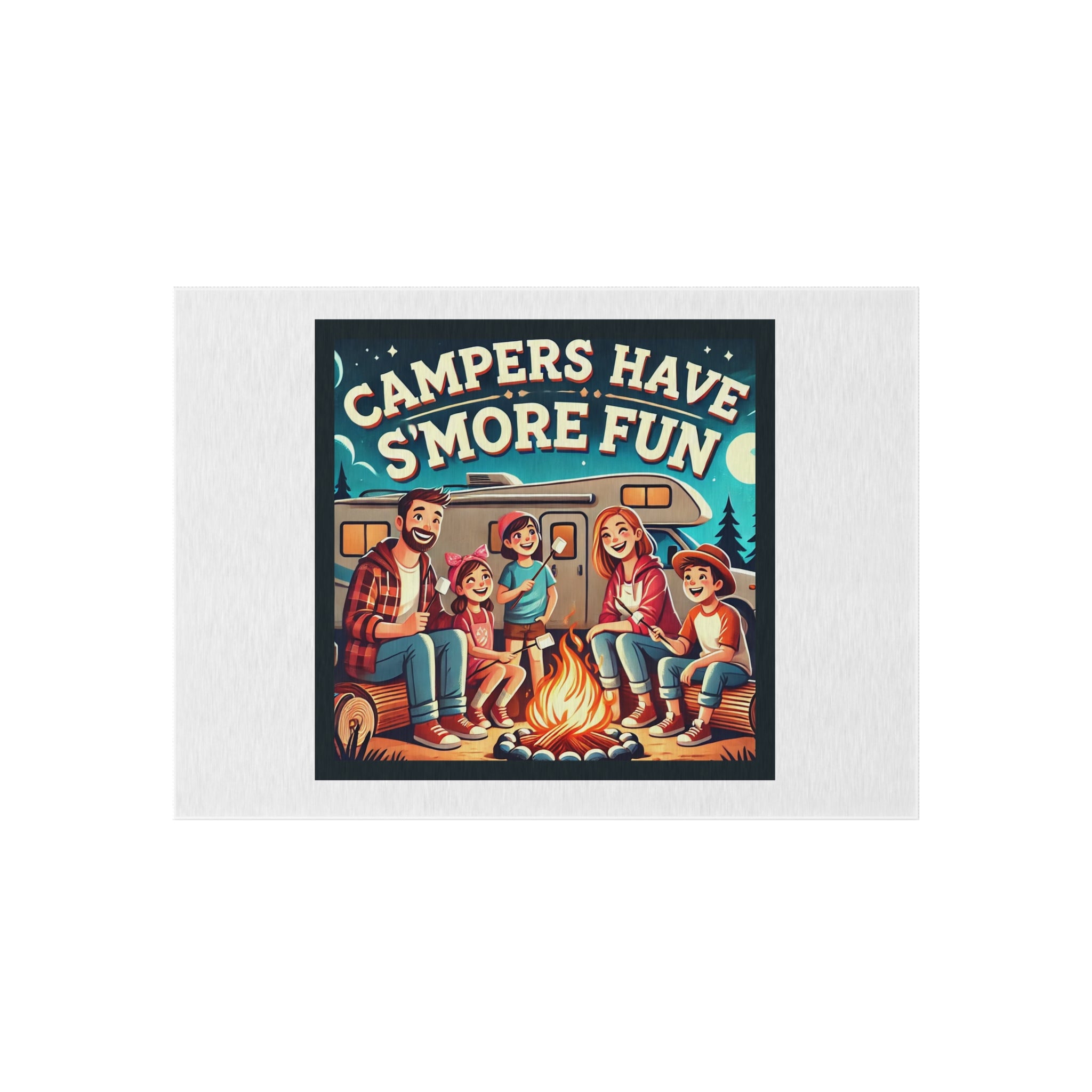 Outdoor Rug - Campers S'more Fun Design