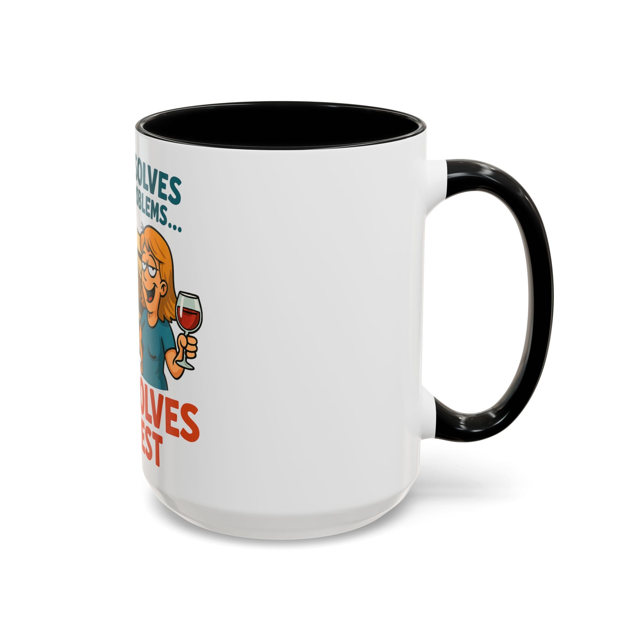 Camping Coffee Mug - Wine Solves the Rest - Fun Camper Mug for Nature Lovers, Gift for Adventurers, Travel Mug, Coffee Lover's Gift